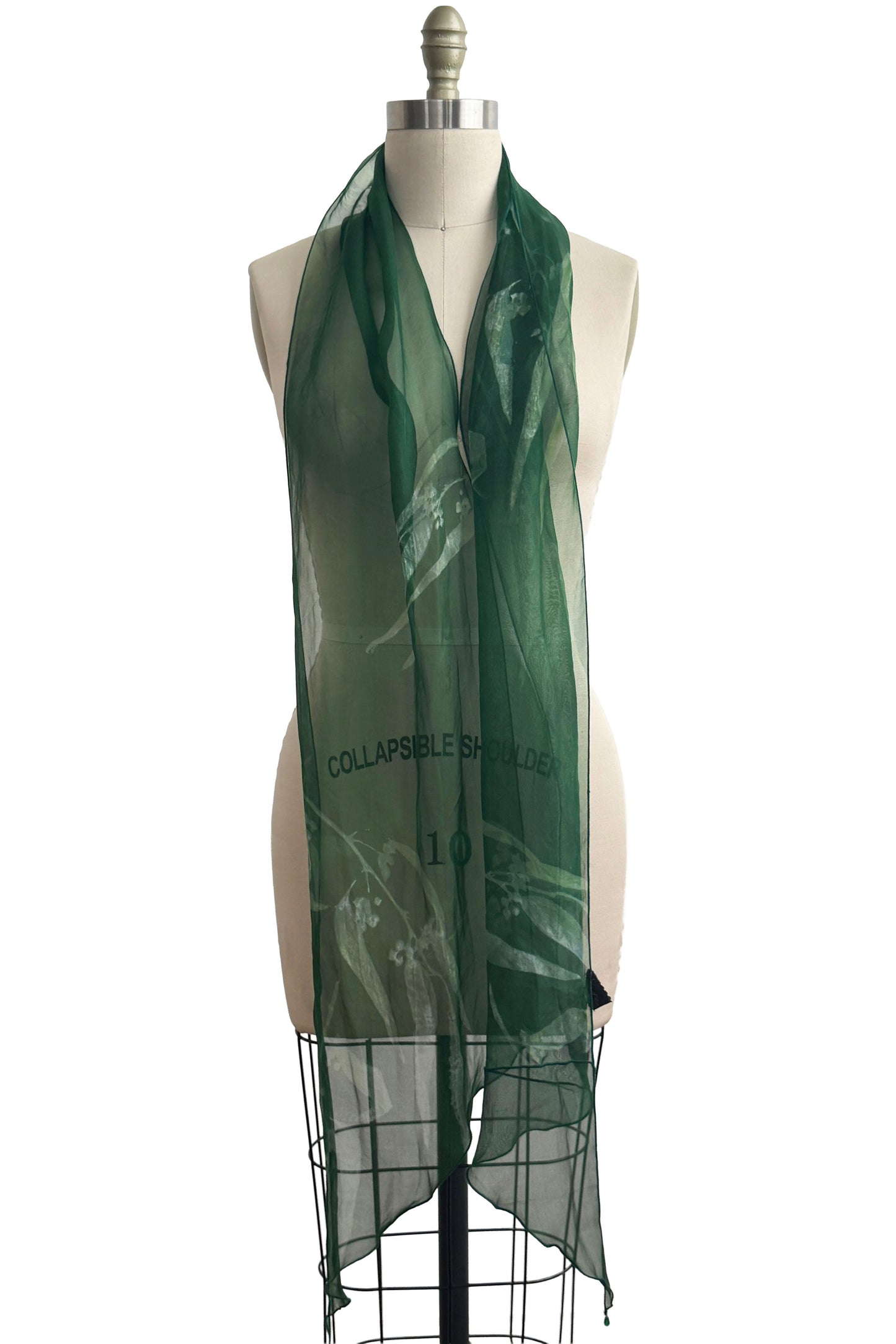 Scarf | Silk Organza | Eucalyptus Print | Green & Natural