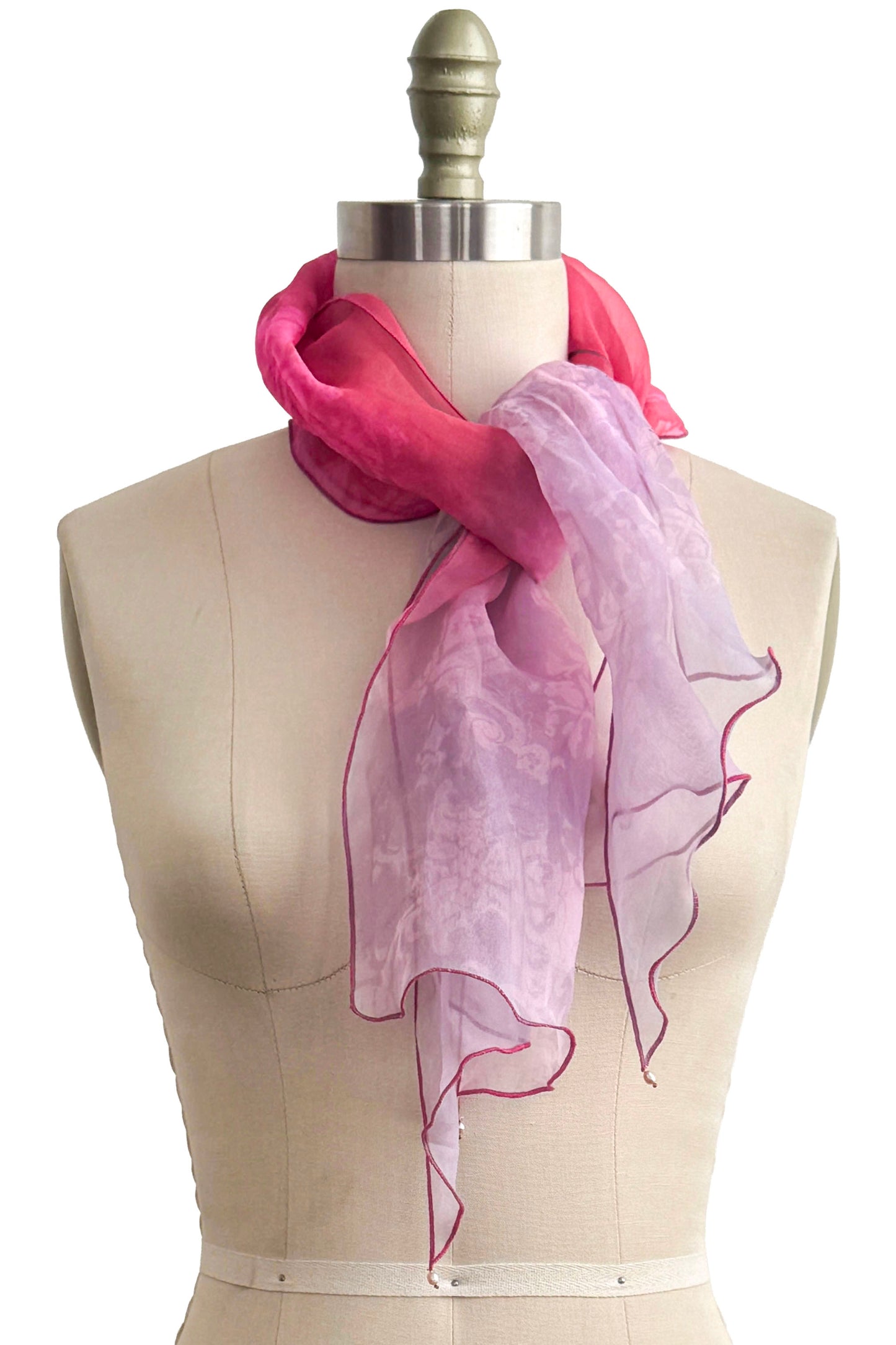 Scarf | Silk Organza | Wallpaper Print | Pink & Red