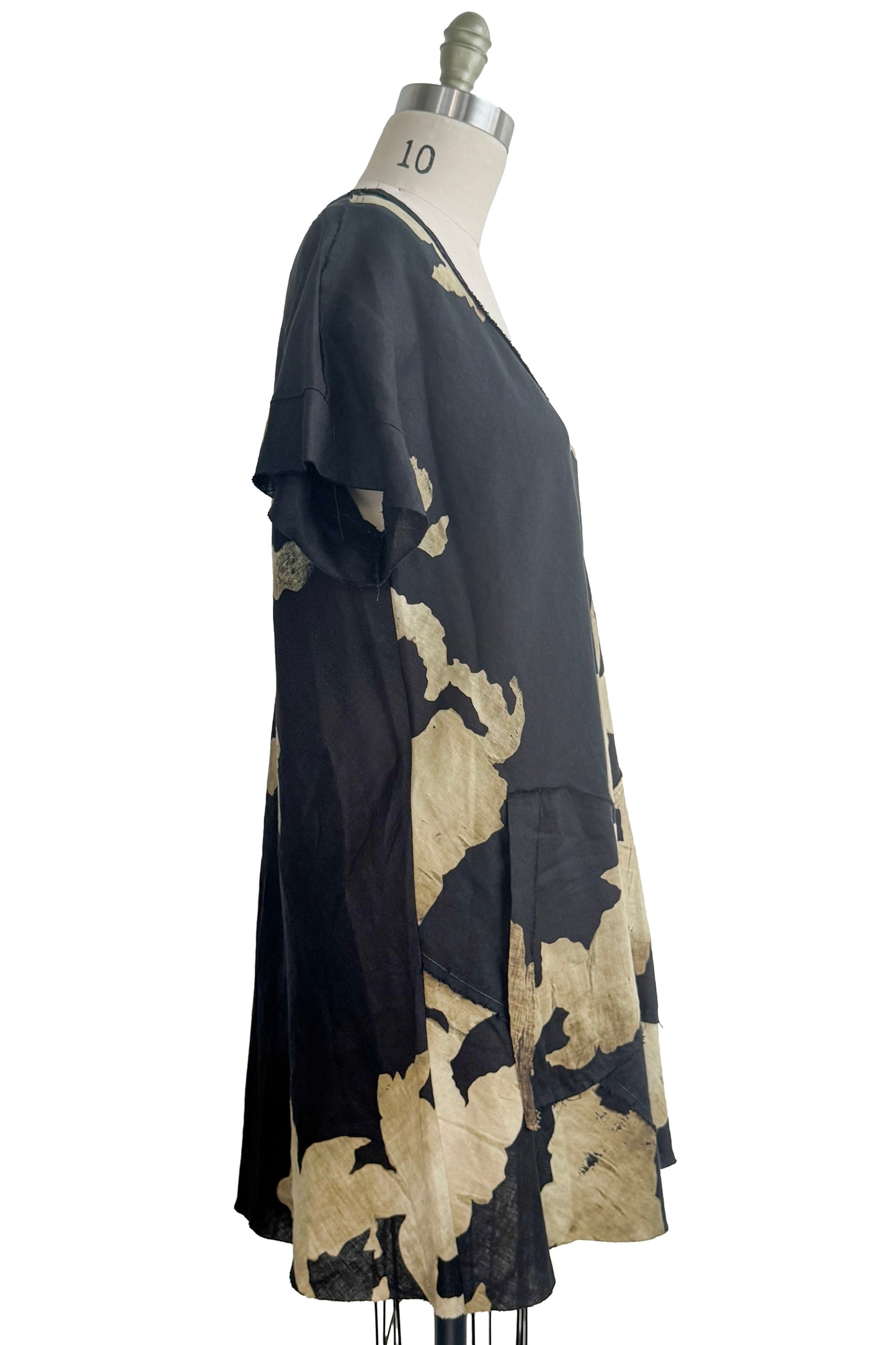 Athena Dress | Linen | Azalea Print | Black & Natural | Medium