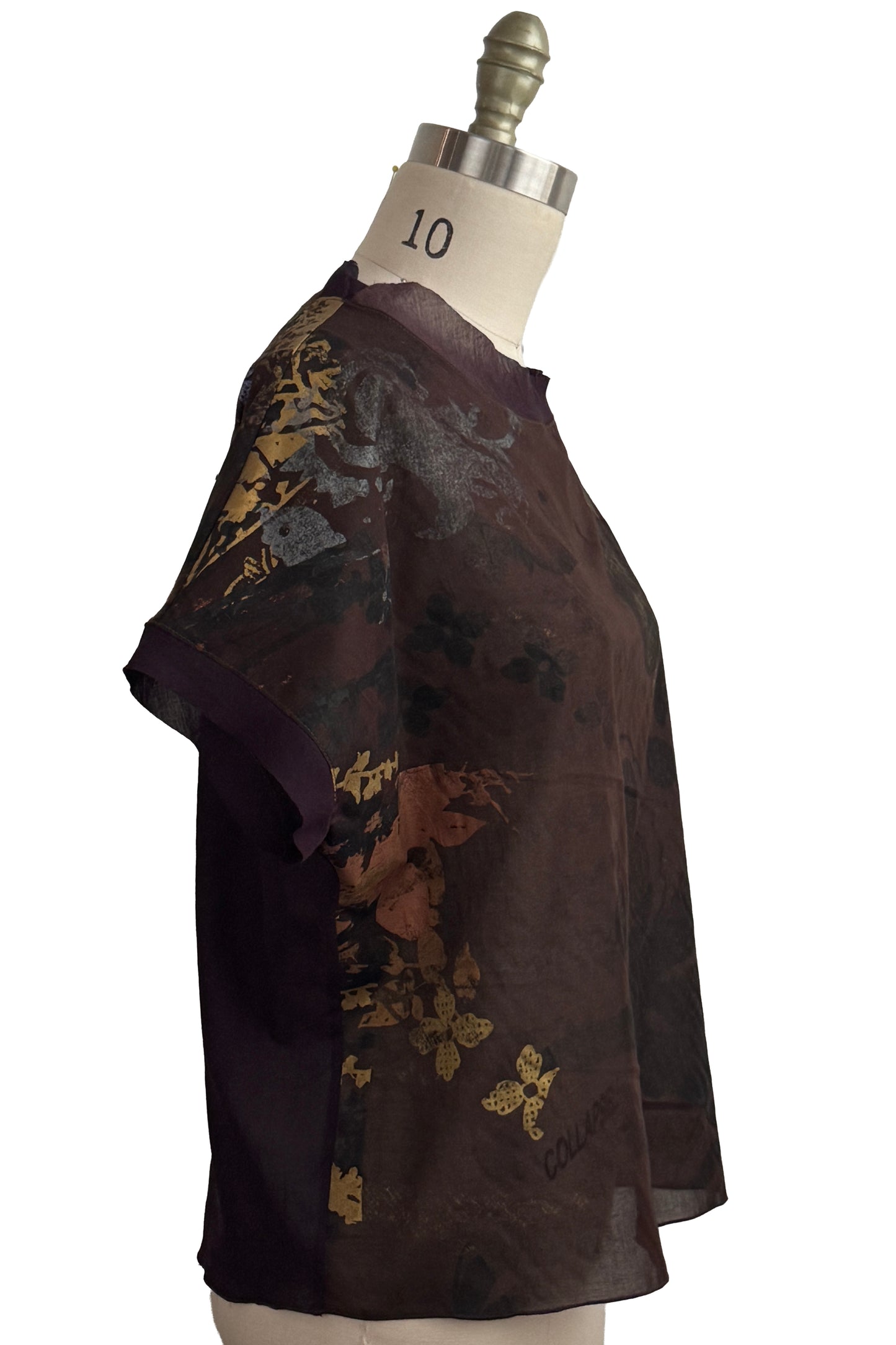 Jen Top | Cotton | Scroll & Vine Print | Burgundy, Black & Gold | Medium