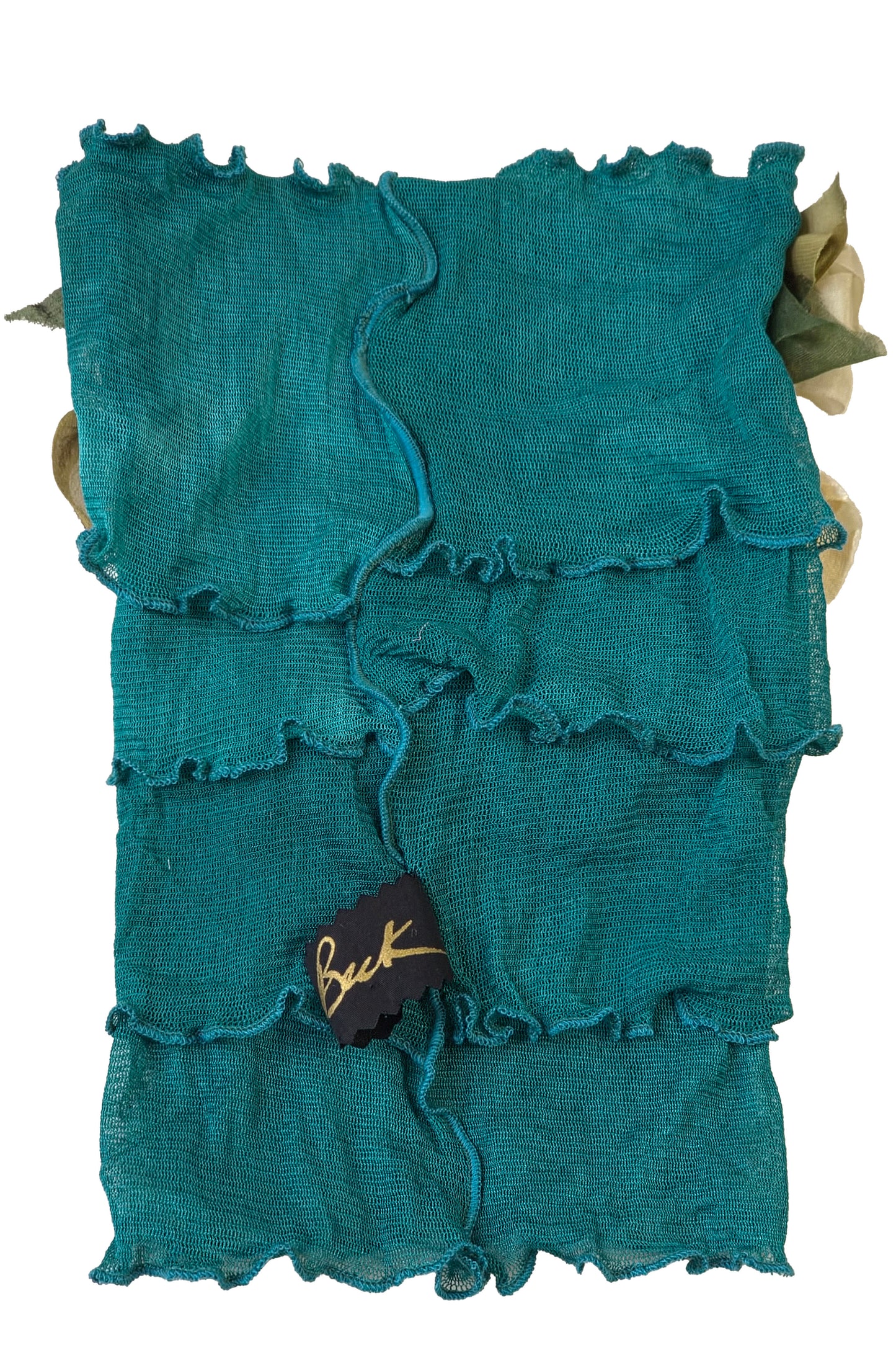 Flower Collar Headband | Reclaimed Silks | Teal, Beige & White
