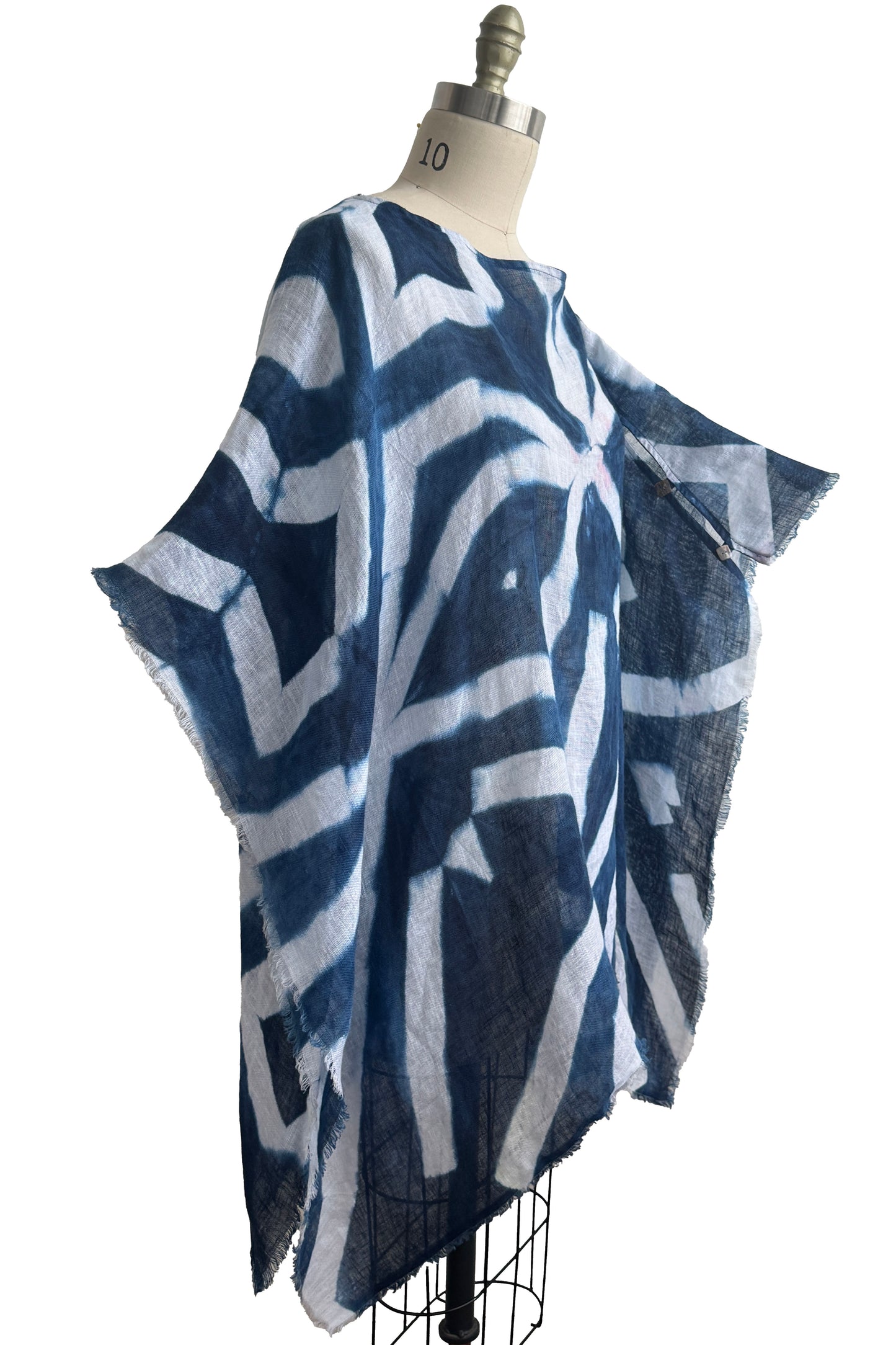 Button Drape | Linen | Itajime Dyed | Indigo & White