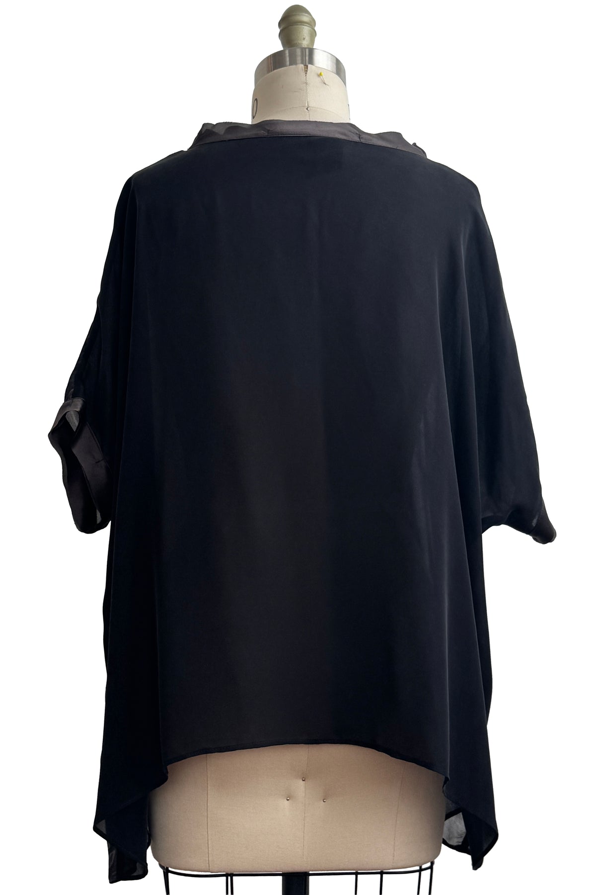 Deb Top | Silk Chiffon | Tile Print | Black & Natural | One Size