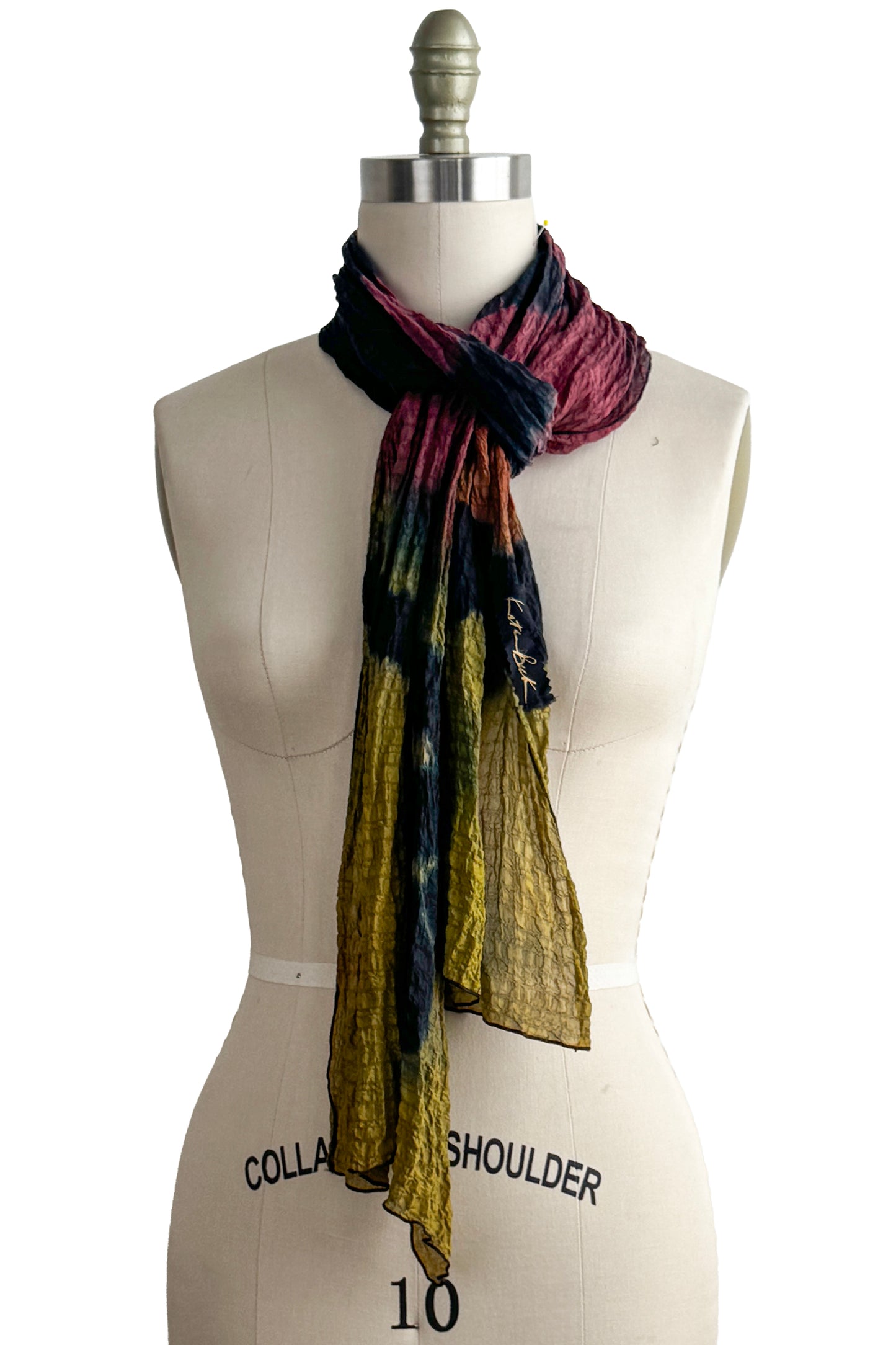 Waffle Silk Shawl | River Dye | Black, Red & Olive