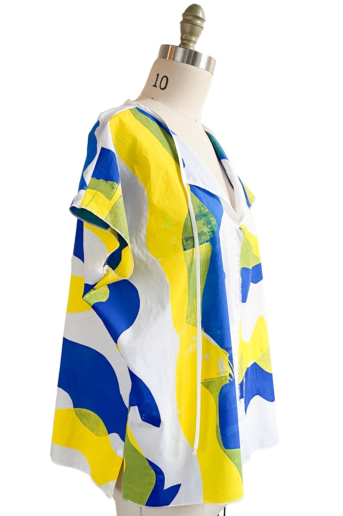 Jo Top | Cotton | Papercut Print | White, Yellow & Blue | Small