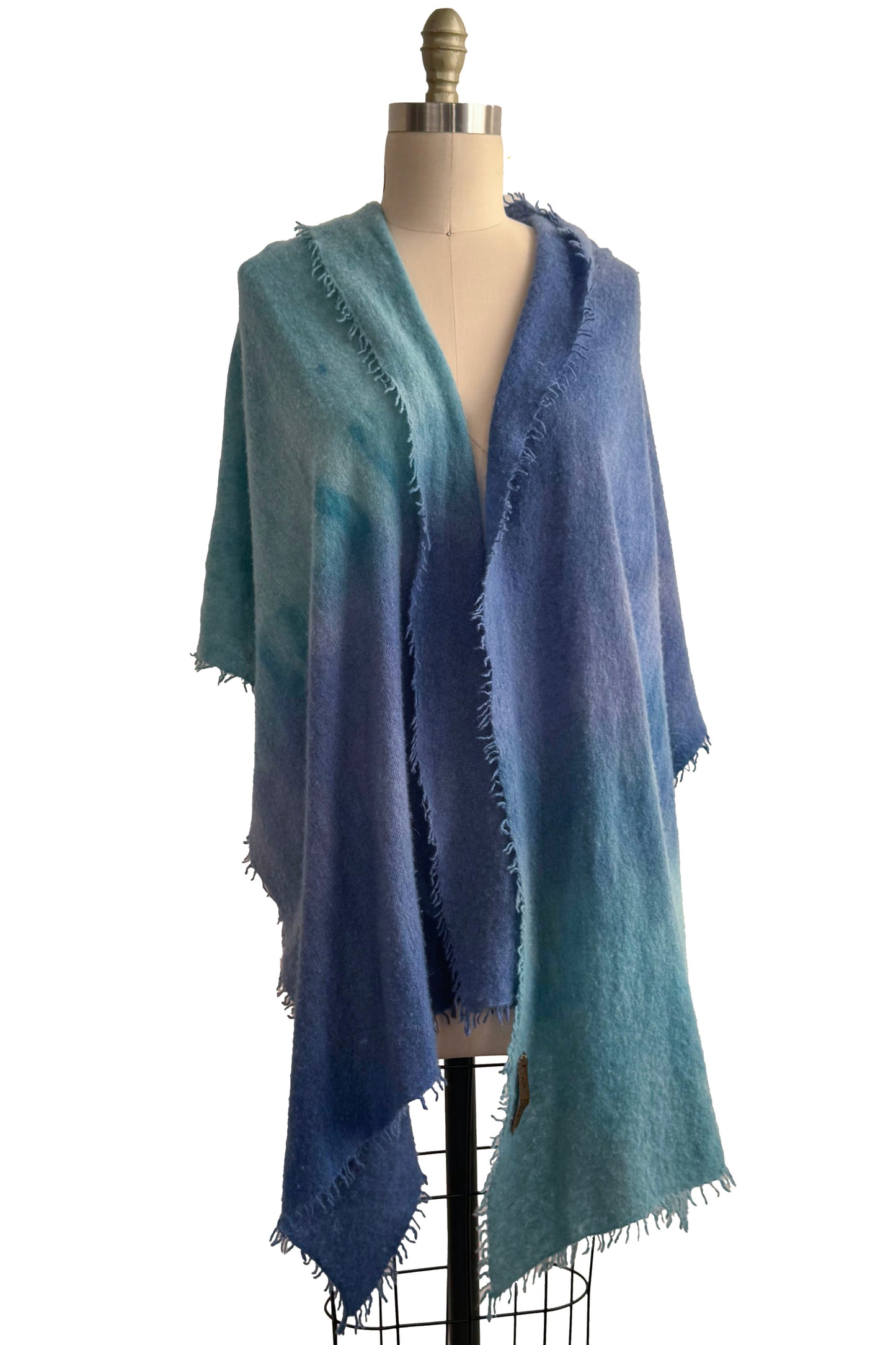 Shawl | Cashmere | Ombre Dyed | Blue & Teal