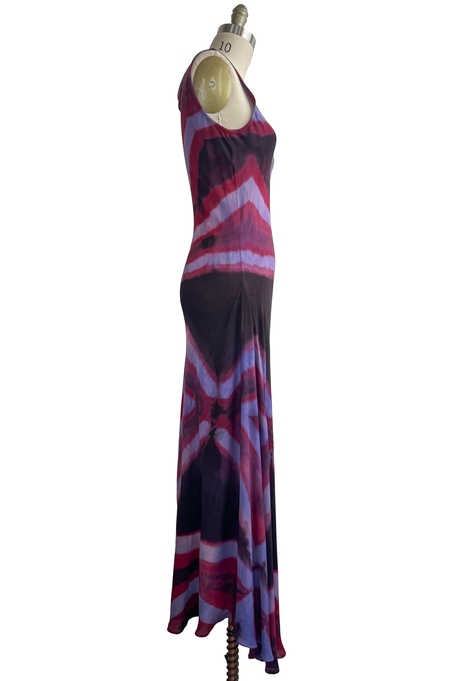 Fan Dress | Silk Georgette | Itajime Dye | Eggplant Purple, Fuchsia & Lavender | Small