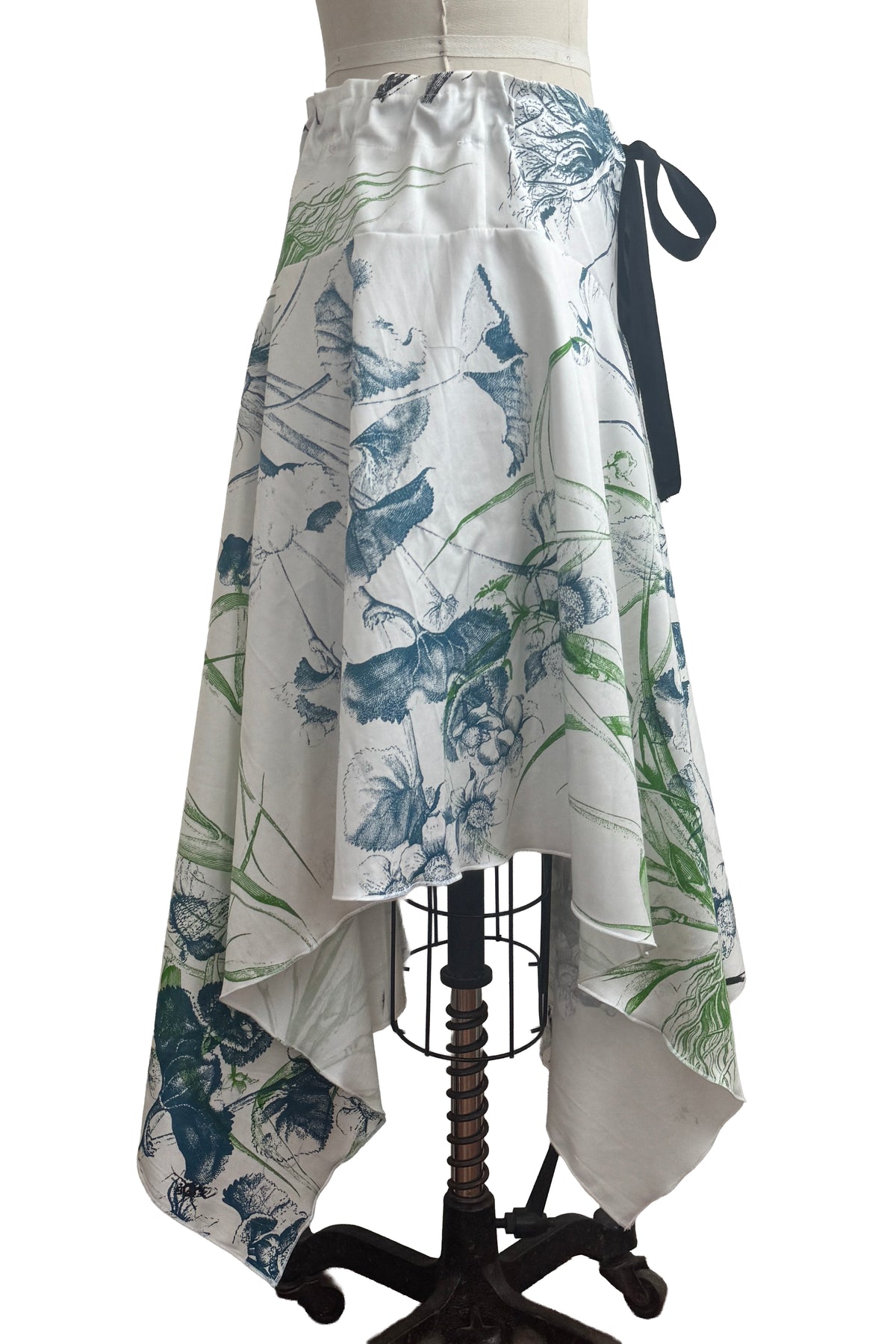 Rayme Skirt | Cotton | Marsh Garden Print | White, Green & Blue | Medium