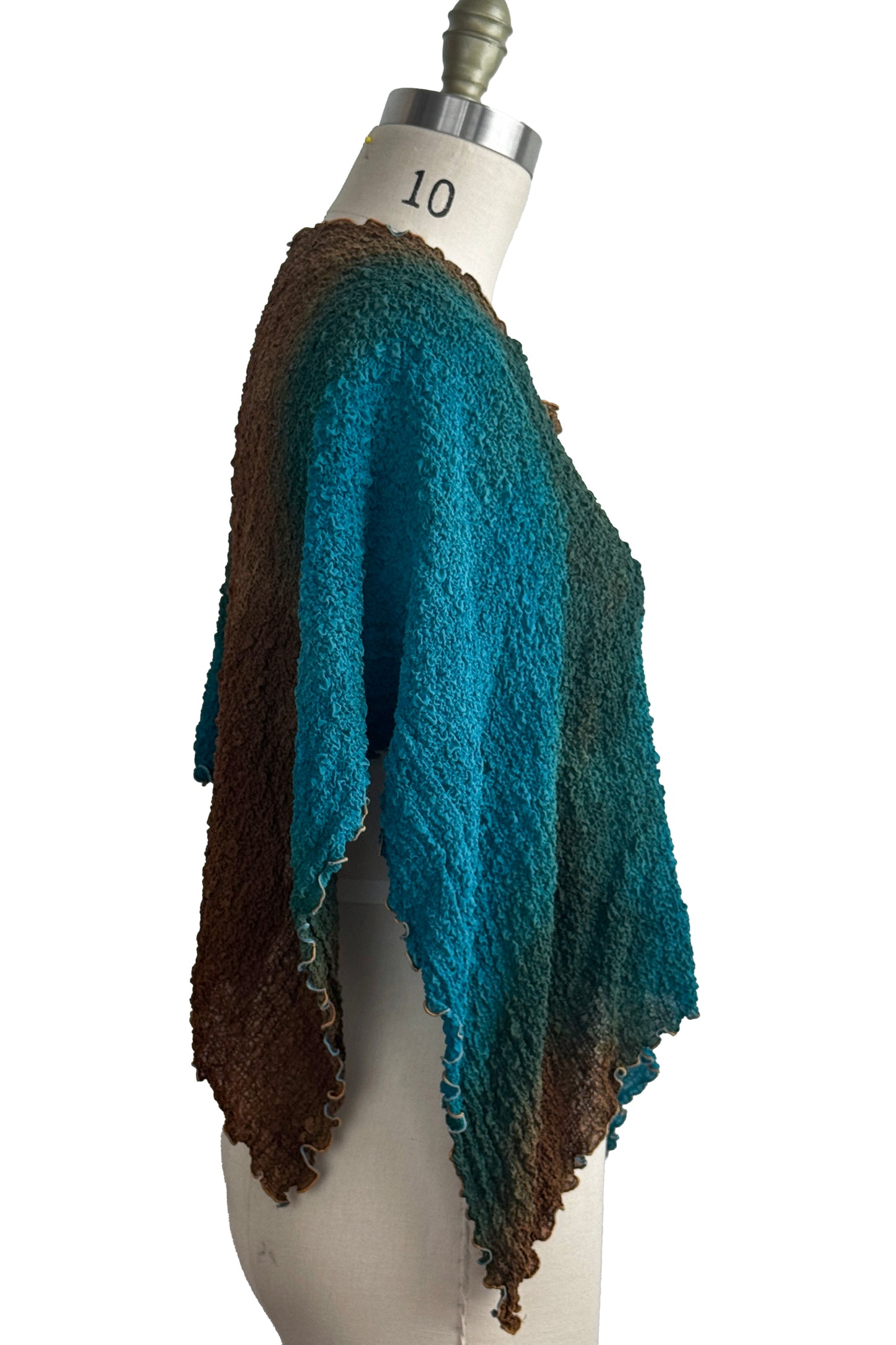 Bubble Poncho | Bubble Textured Silk | Ombre Dye | Turquoise & Olive Bronze