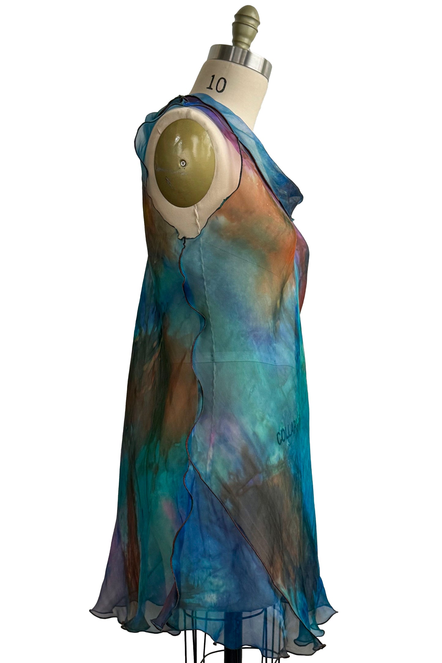 Fiona #1.5 Tunic | Silk Organza | Painted Dye | Turquoise
