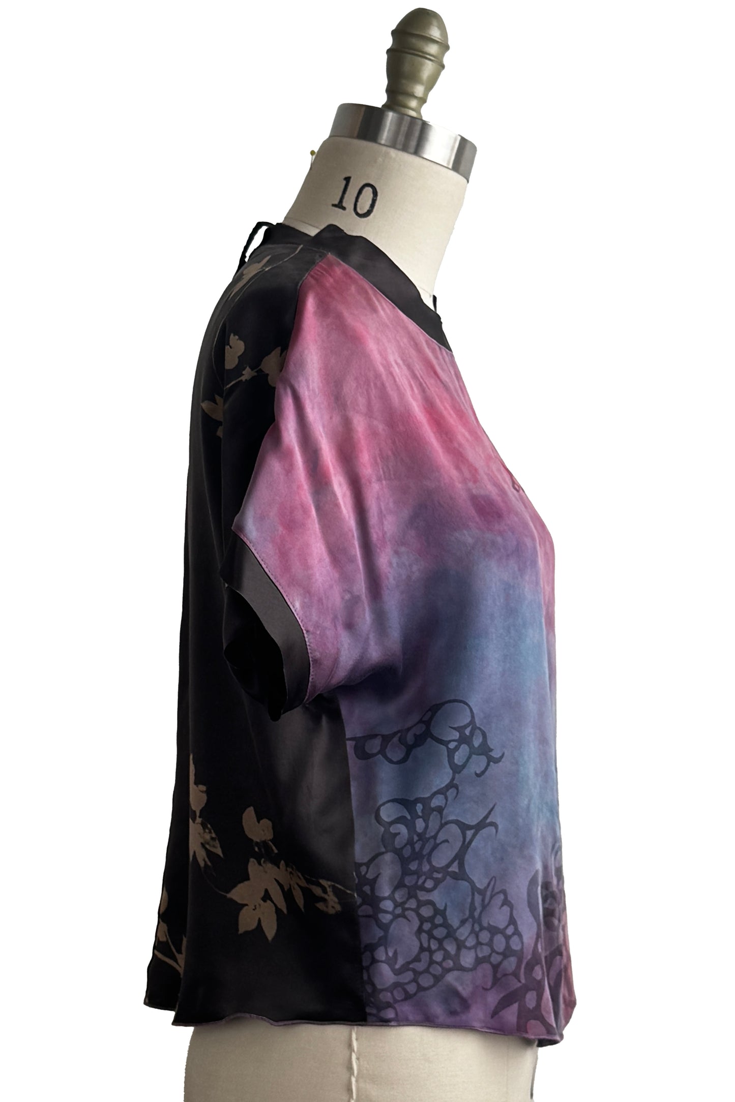 Jen Top | Silk Charmeuse | Oceana Print | Stormy Purple & Natural | Small