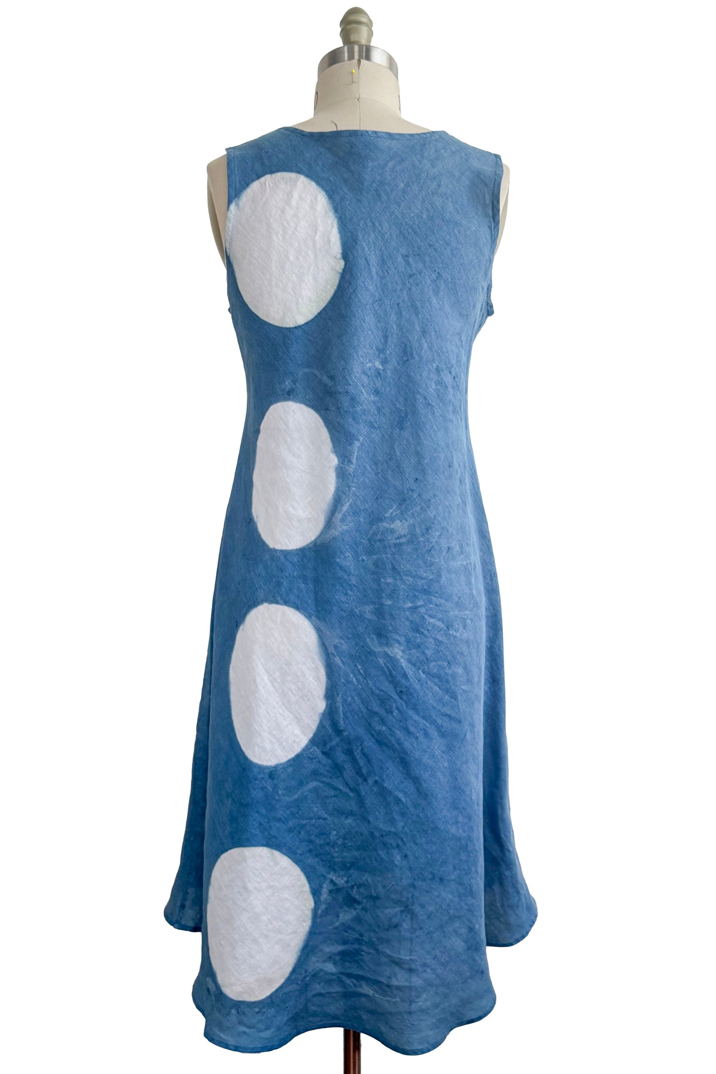 Emilia Dress | Linen | Itajimie Dye | Circles | Indigo & White | Small