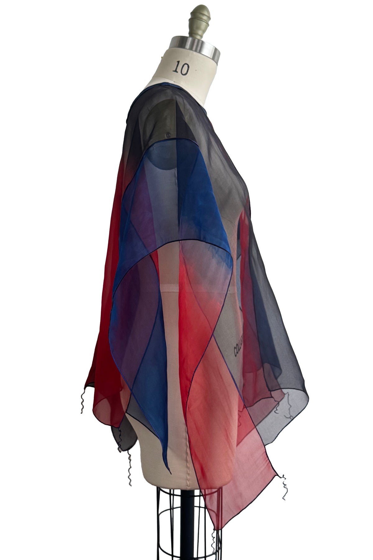 Strip Top | Silk Organza | Red, Black & Blue