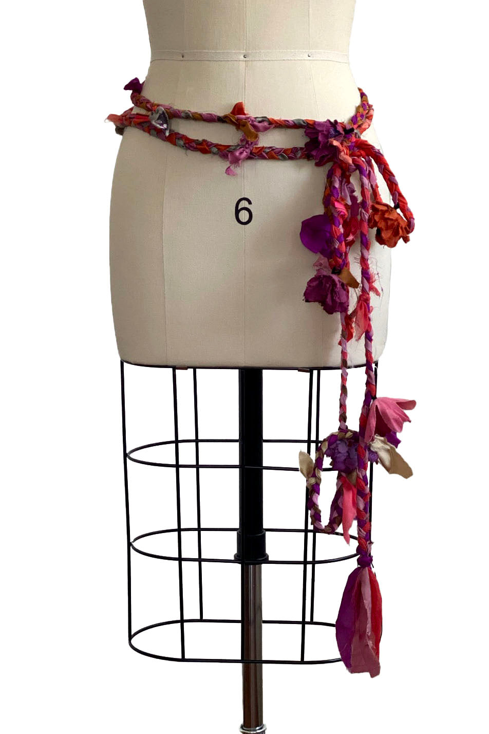 Braided Silk Lariat Garland | Cotton & Silk | Pink, Red & Orange