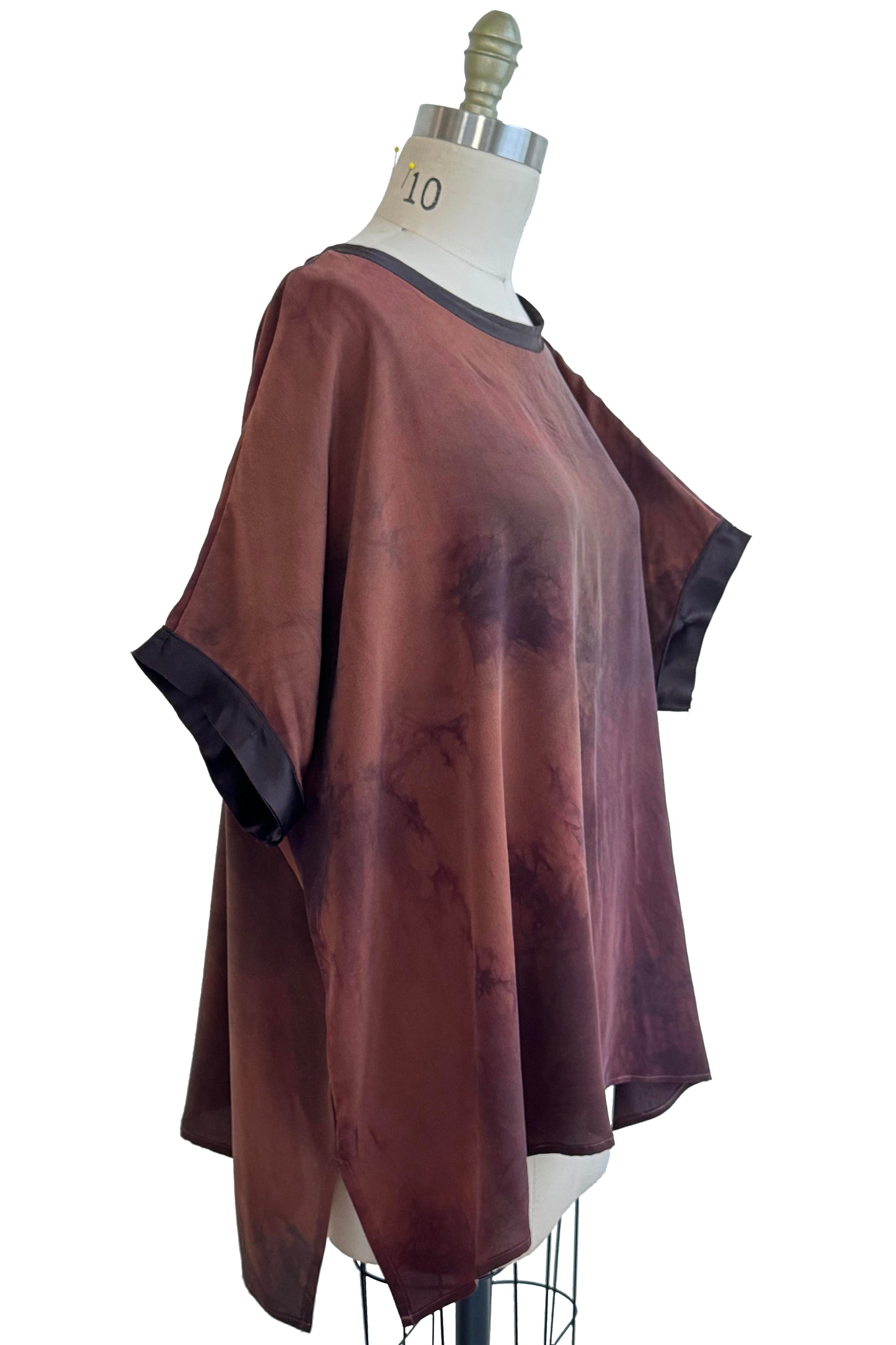 Deb Top | Silk Georgette | Ombre Dyed | Brown & Burgundy