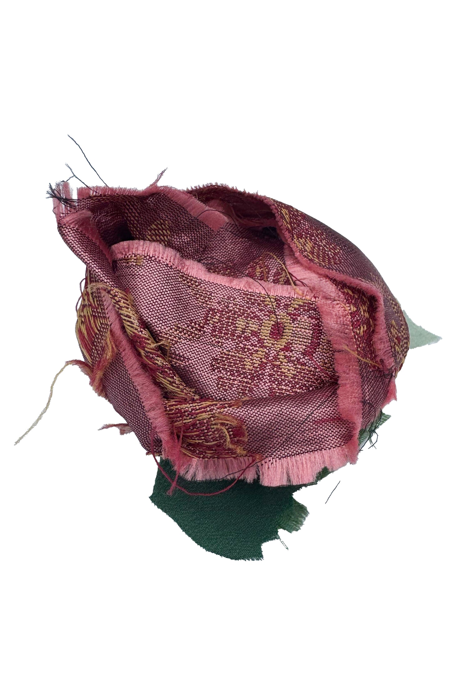 Magnetic Floral Brooch | Rosette | Silk Jacquard | Pink