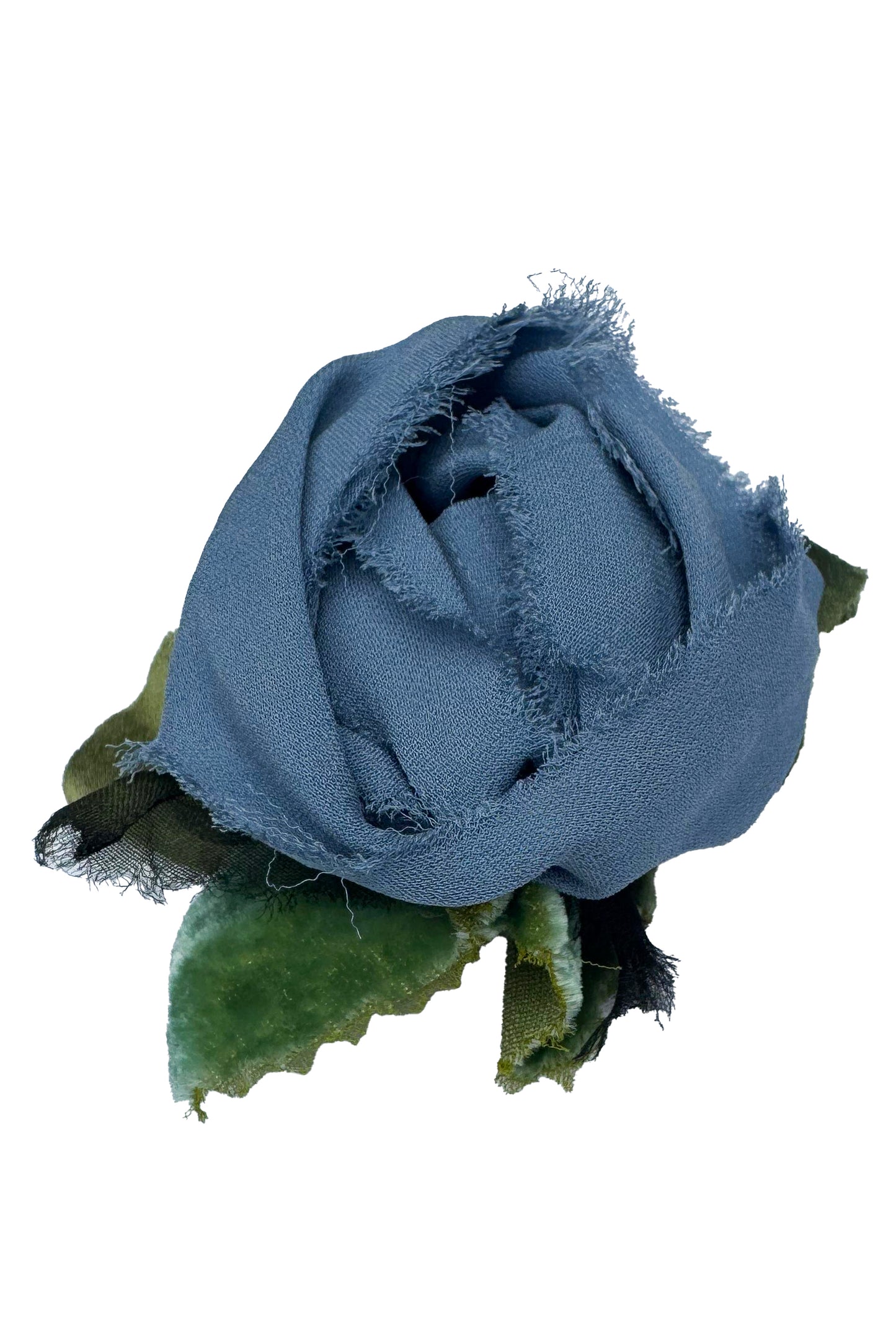 Magnetic Floral Brooch | Rosette | Silk Velvet | Denim Blue