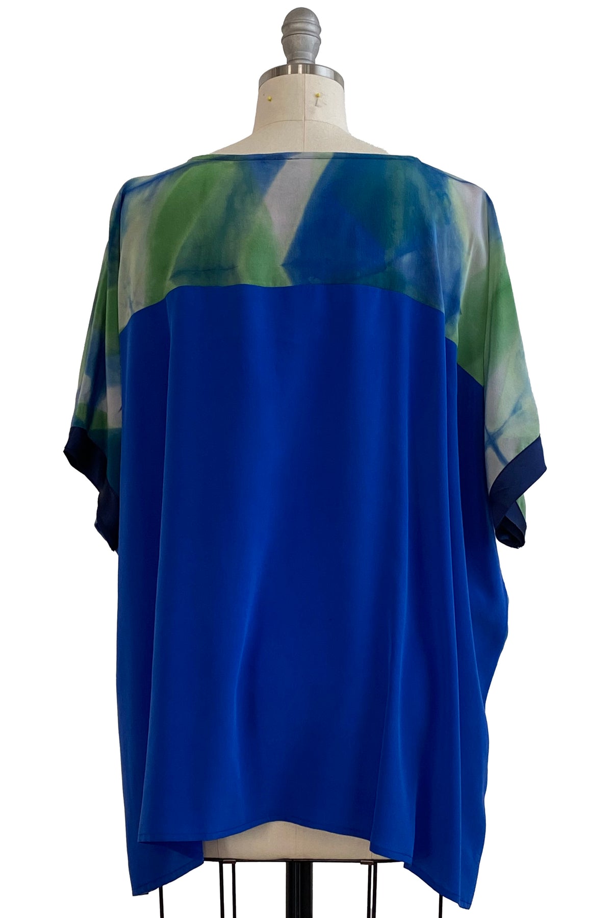 Deb Tunic | Silk Crepe De Chine | Itajime Shibori Dye | Green & Blue