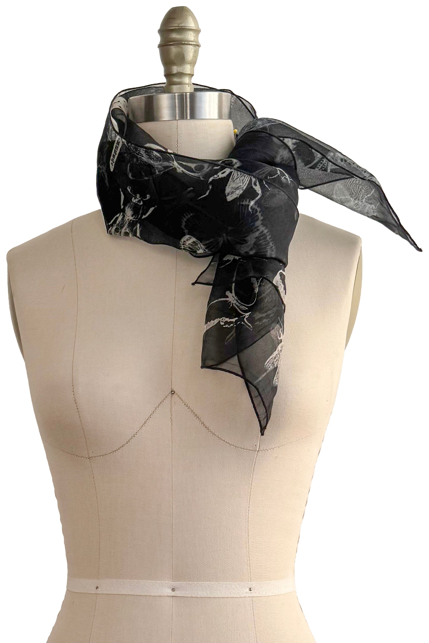 Scarf | Silk Organza | Bug Print | Black & Natural