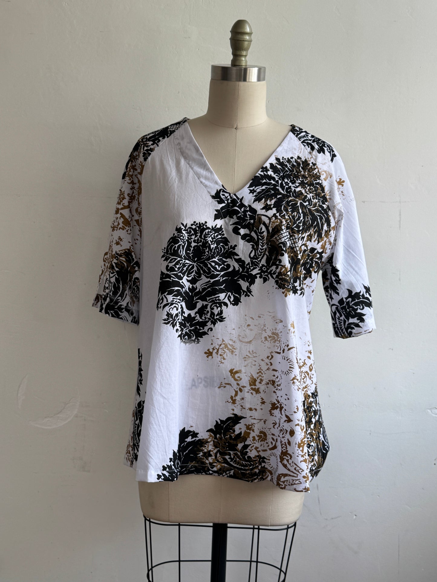 Tempest Top | Cotton | Wallpaper Print | White, Black, & Copper