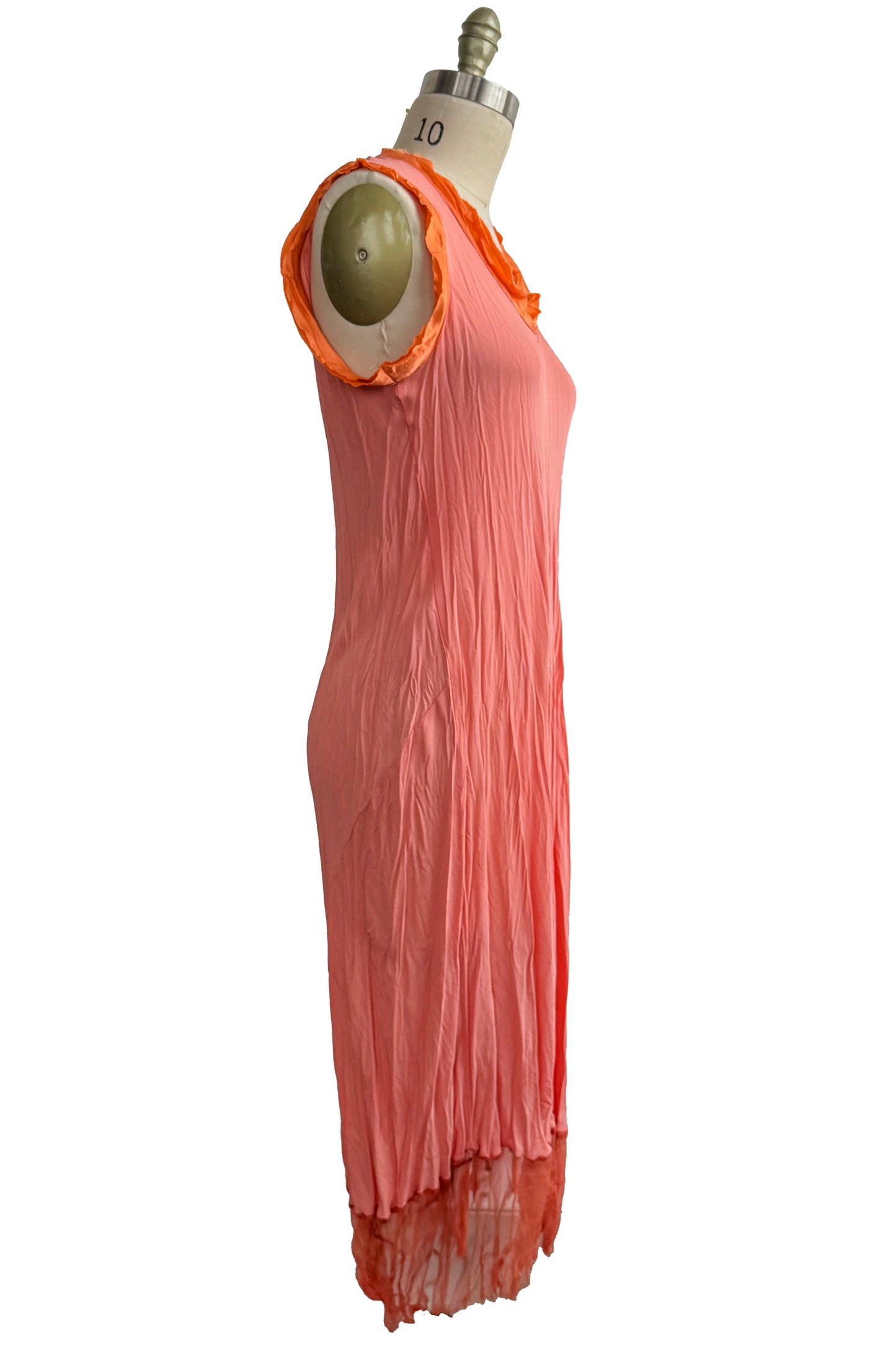 Titania Dress | Silk Crepe de Chine & Organza | Coral | OS