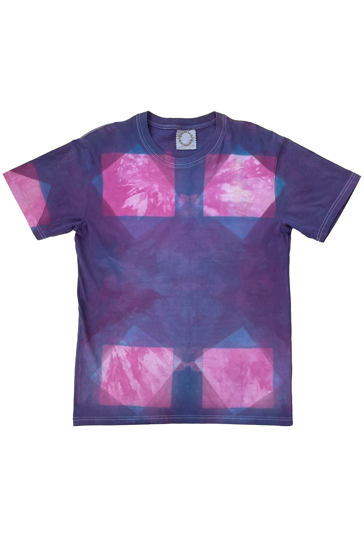 KB x Alquimie Studio T-Shirt | Organic Cotton | Itajime Dyed | Squares | Purple & Pink | Medium