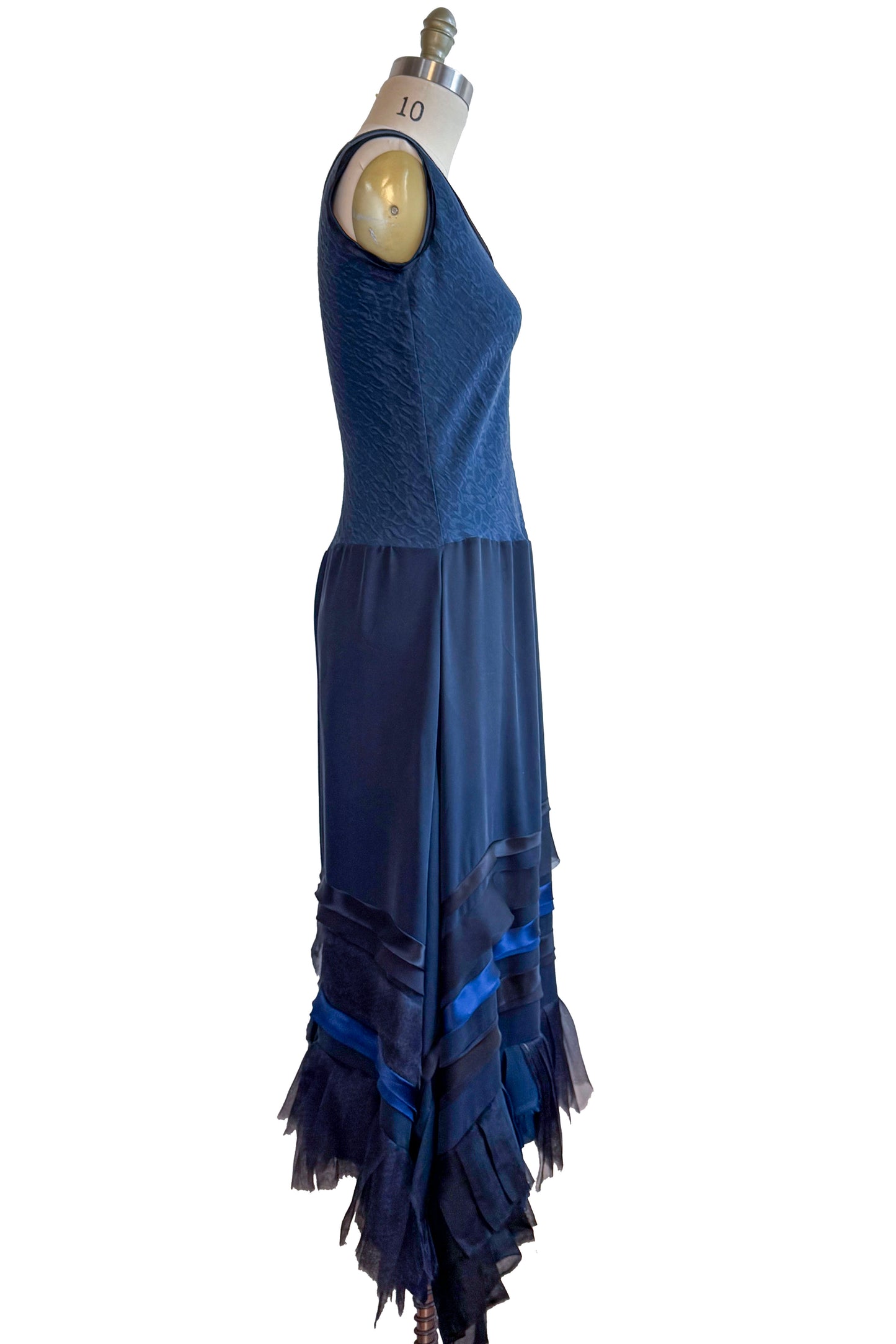 Montmartre Dress | Silk Jacquard & Silk Georgette | Navy | Small
