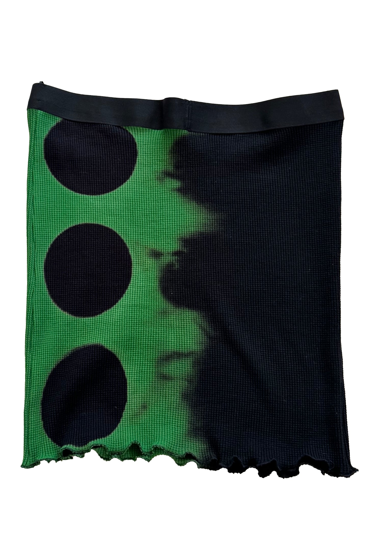 Tube Skirt | Organic Waffle Stretch Cotton | Itajimie Circle Dye | Green & Black | Large
