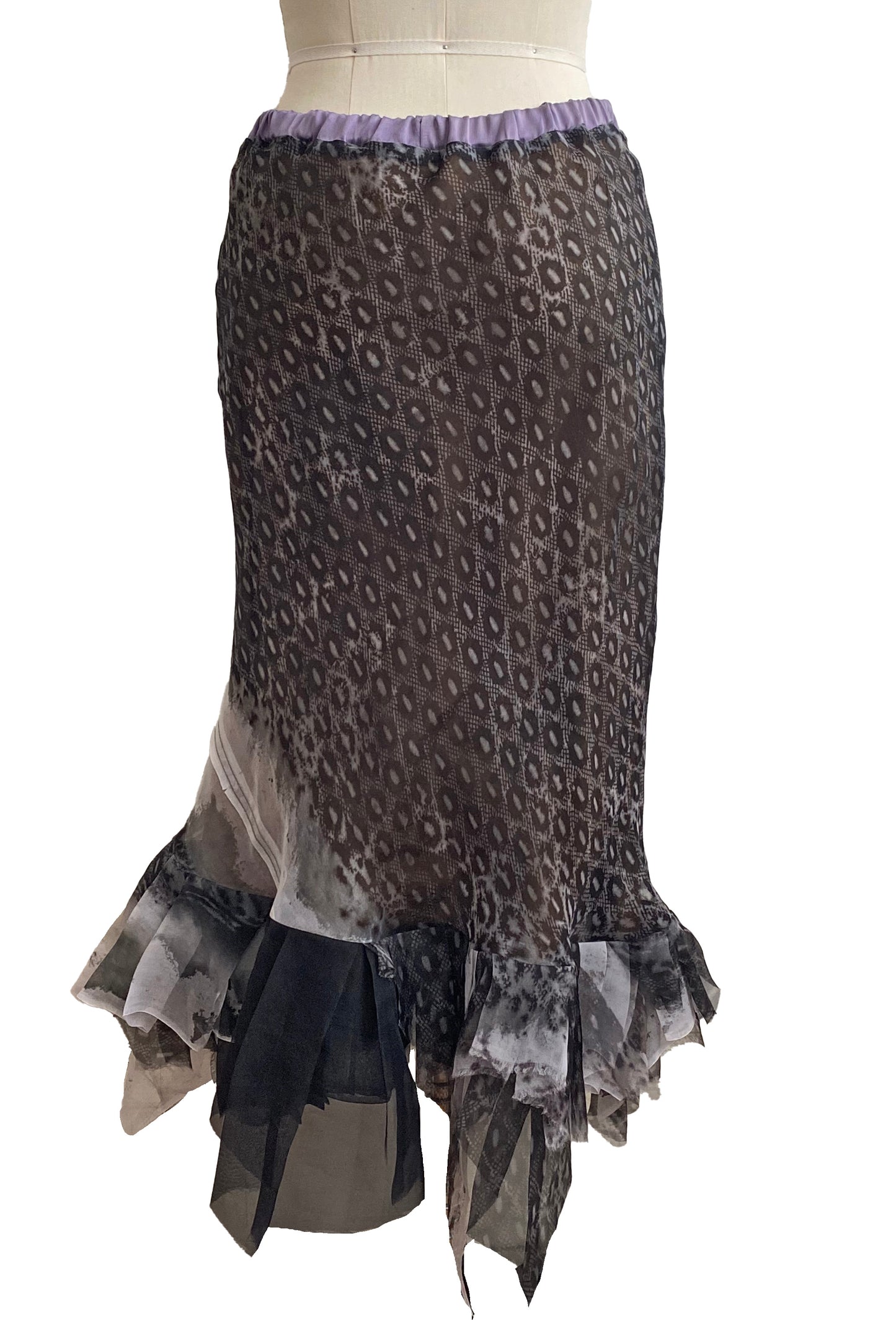 Toulouse Reversable Skirt | Lace Print | Black & Grey | Small