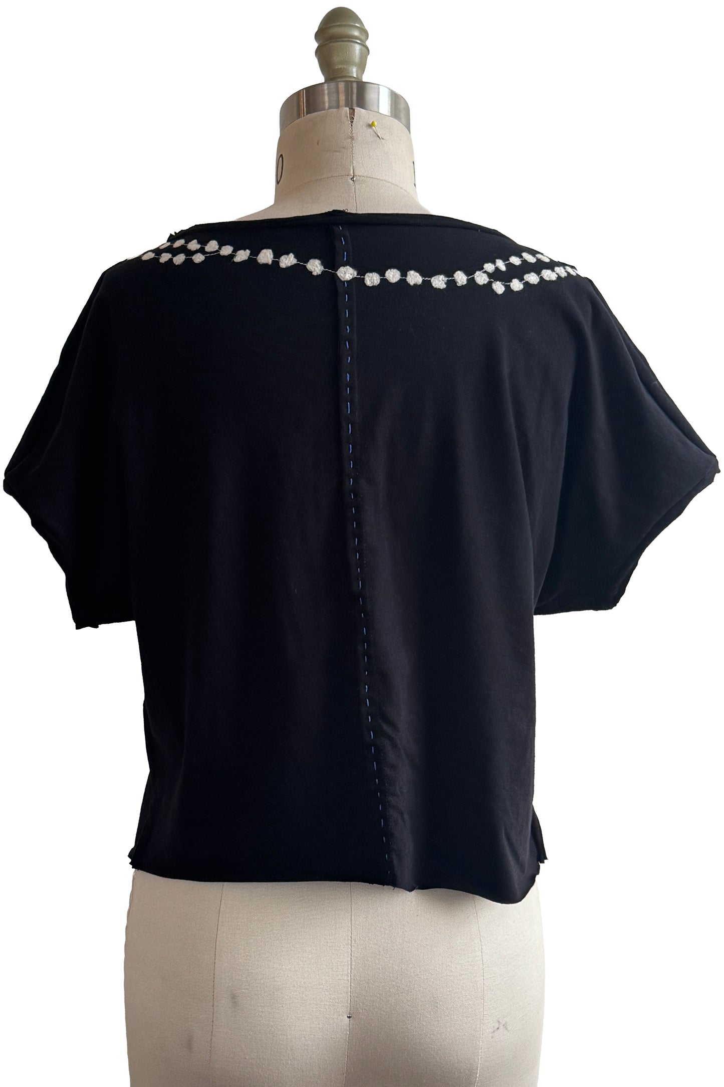 Jen Top | Organic Cotton Jersey | Needle Felted Pearl Necklaces | Black | Small