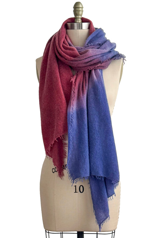 Shawl | Cashmere | Ombre Dyed | Purple & Wine Red