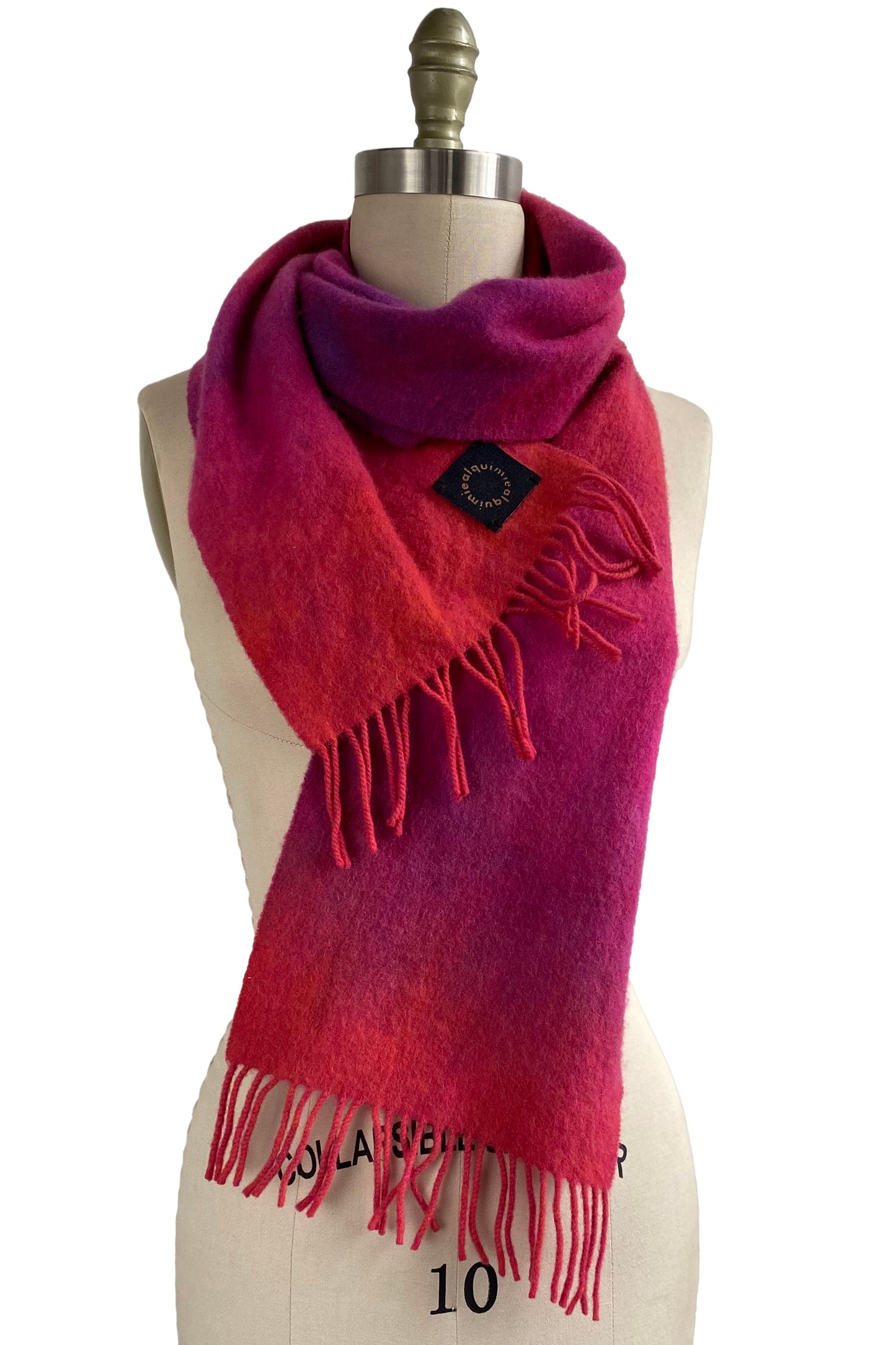 Cashmere Fringe Scarf w/ Ombre Dye - Pink, Red & Orange