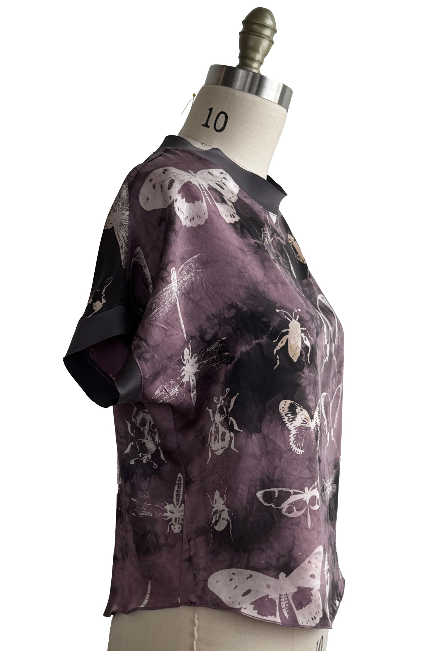 Jen Top | Silk Charmeuse | Bug Print | Stormy Purple & Natural | Small