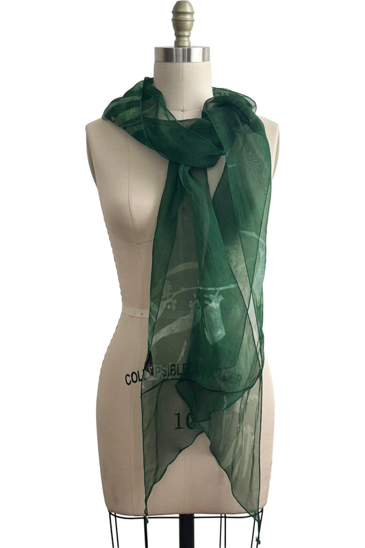 Scarf | Silk Organza | Eucalyptus Print | Green & Natural