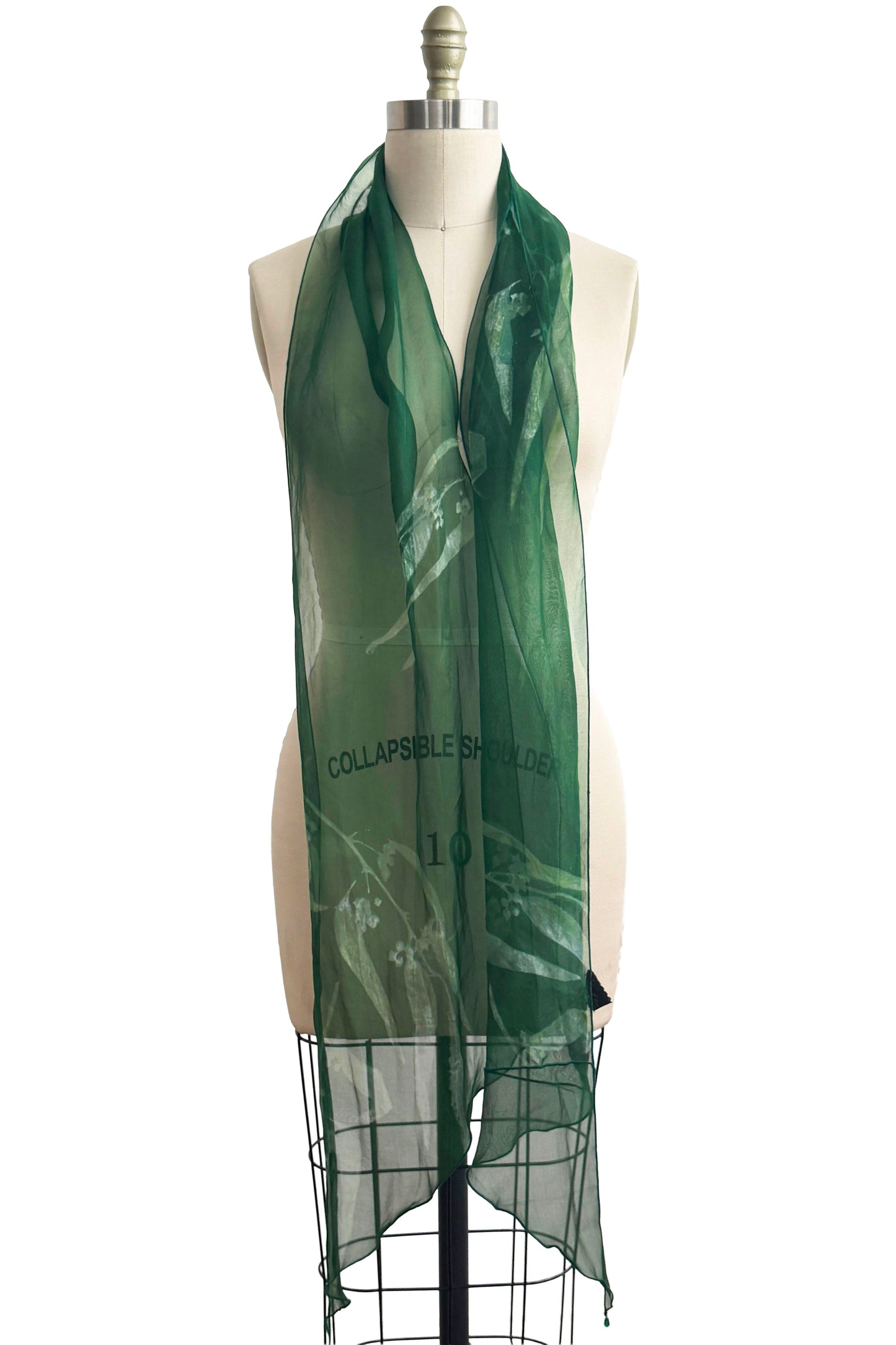Scarf | Silk Organza | Eucalyptus Print | Green & Natural