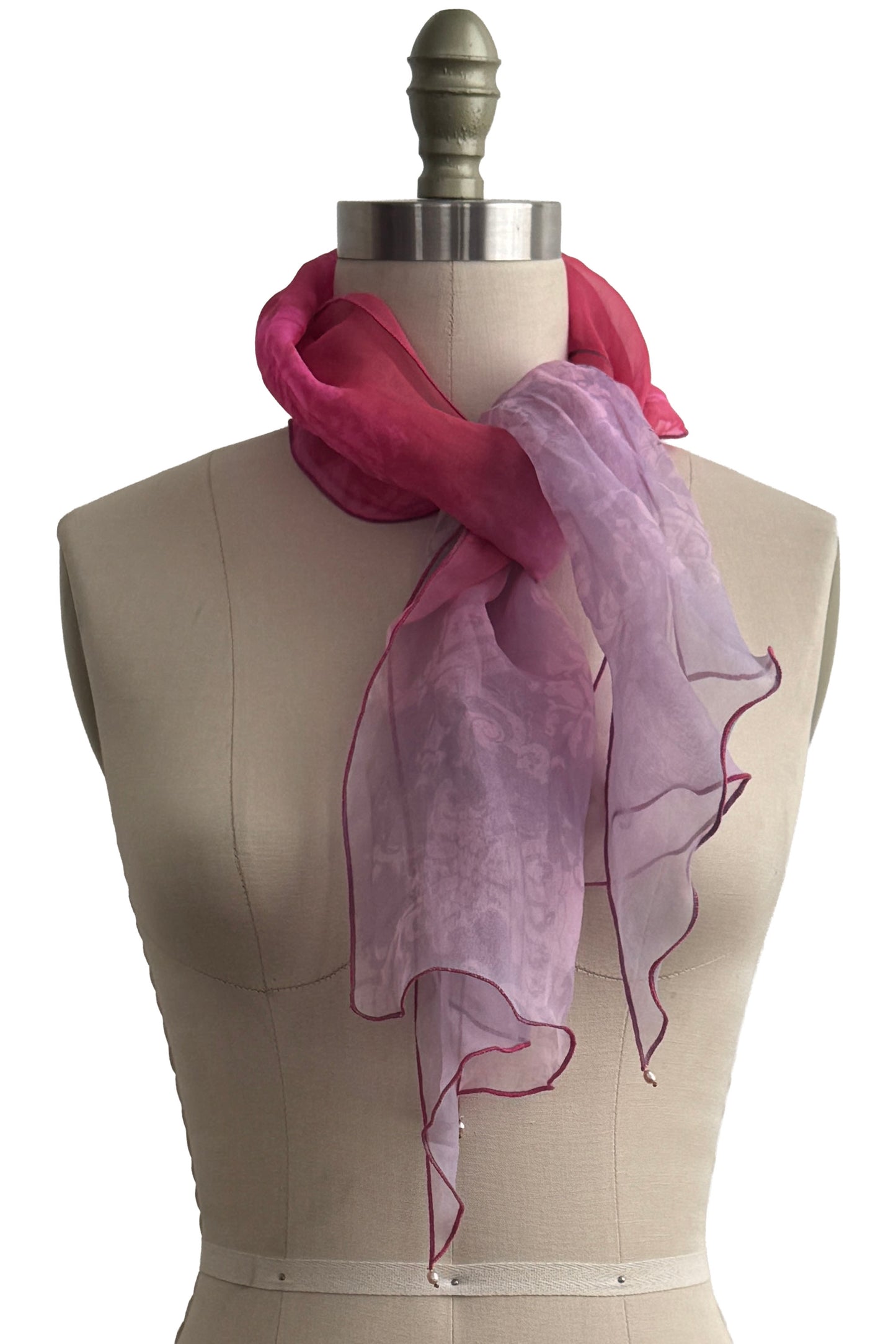 Scarf | Silk Organza | Wallpaper Print | Pink & Red