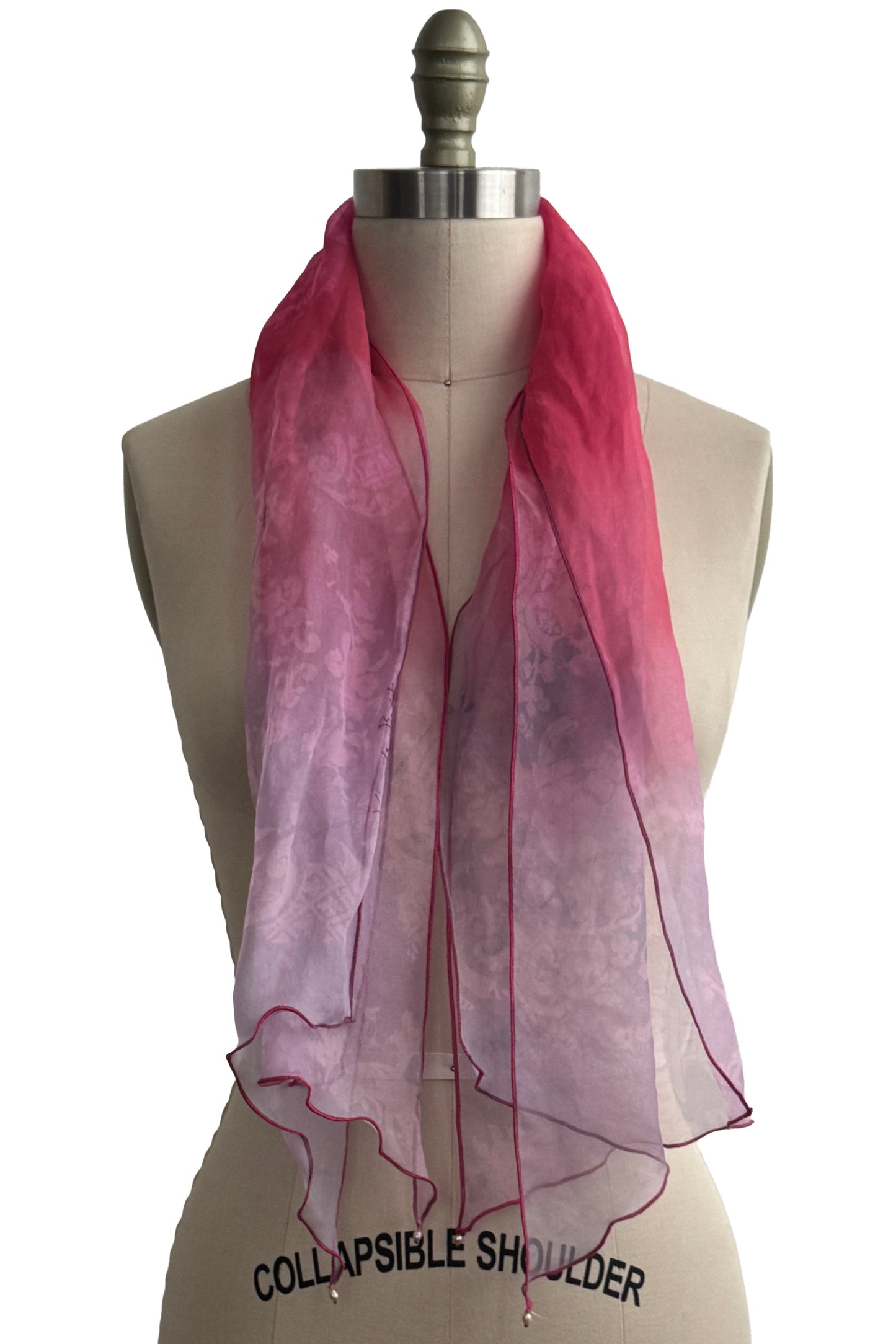Scarf | Silk Organza | Wallpaper Print | Pink & Red