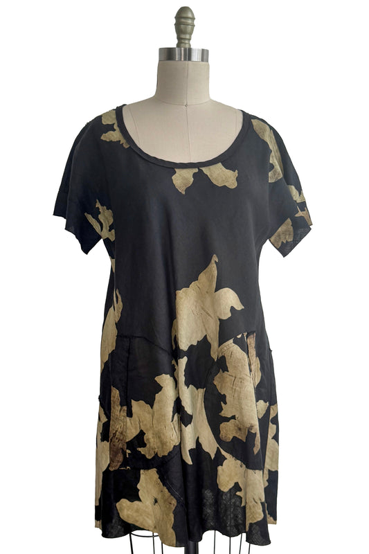 Athena Dress | Linen | Azalea Print | Black & Natural | Medium