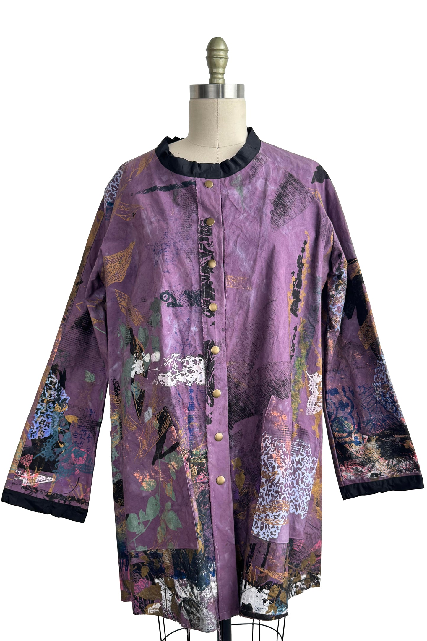 Juno Coat | Cotton Canvas | Chaos Print | Purple & Black | Medium