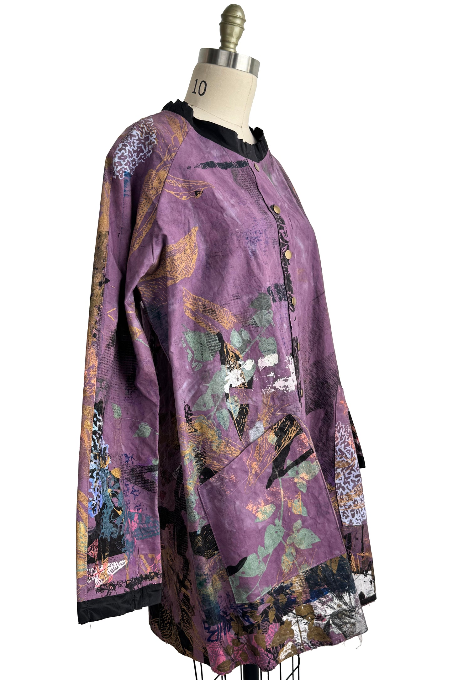 Juno Coat | Cotton Canvas | Chaos Print | Purple & Black | Medium