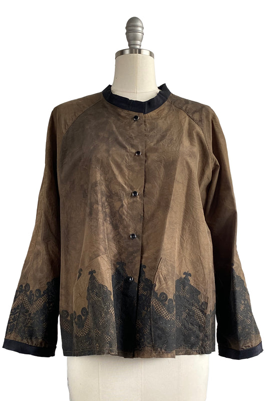 Ariel Jacket w/ Lace Print - Bronze & Black - Small