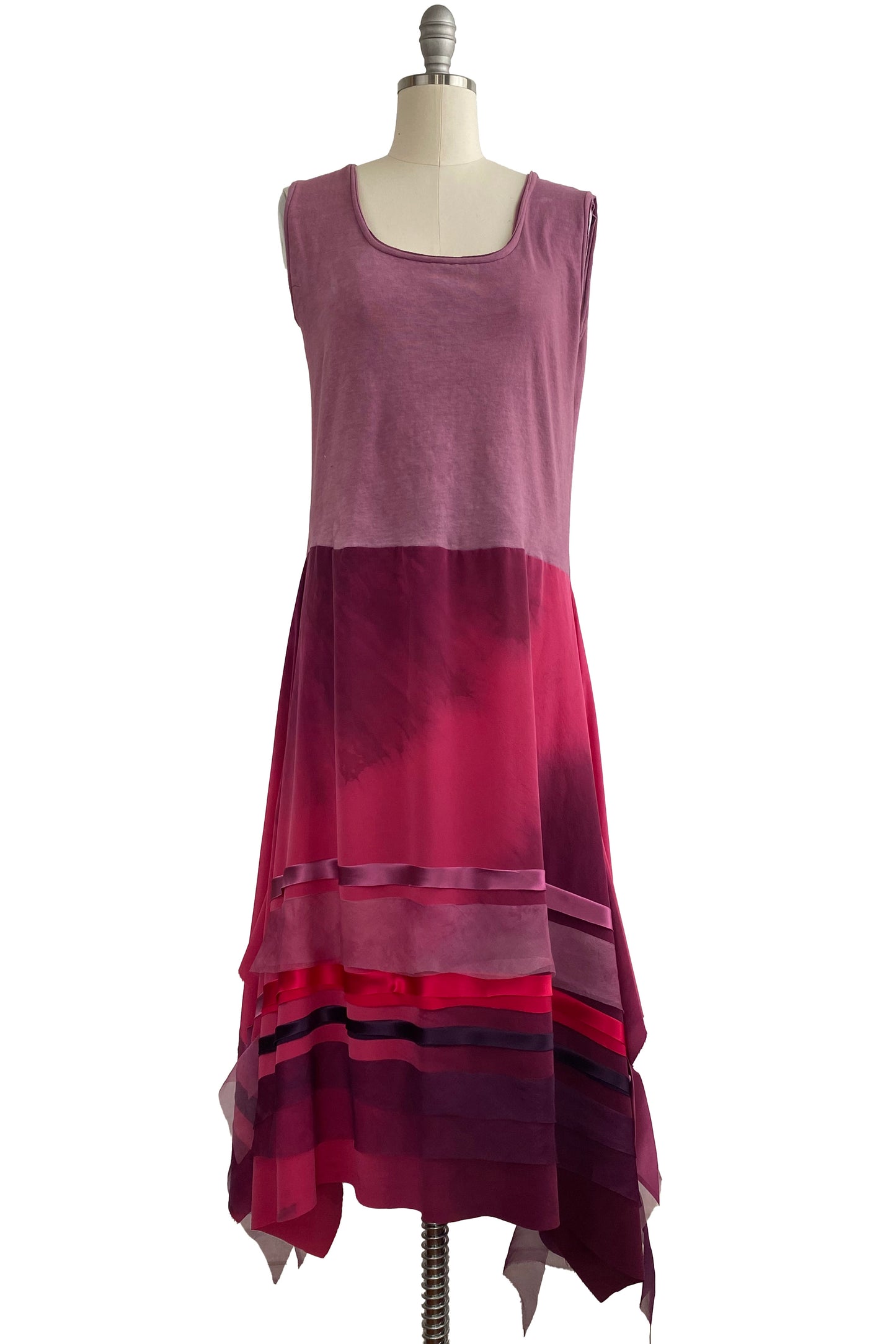 Montmartre Dress | Silk Georgette & Organic Cotton Jersey | Magenta & Fuschia | Small