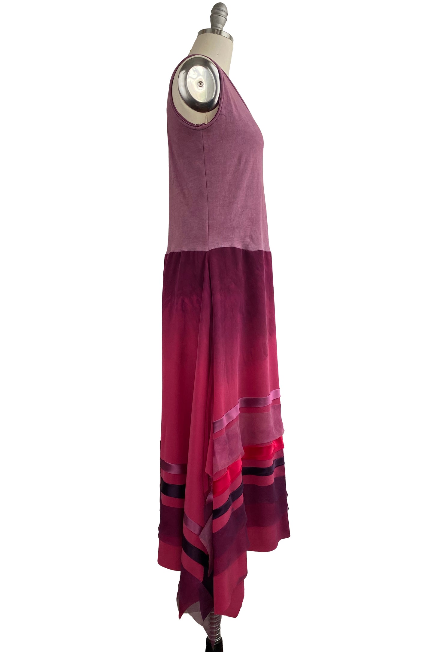 Montmartre Dress | Silk Georgette & Organic Cotton Jersey | Magenta & Fuschia | Small