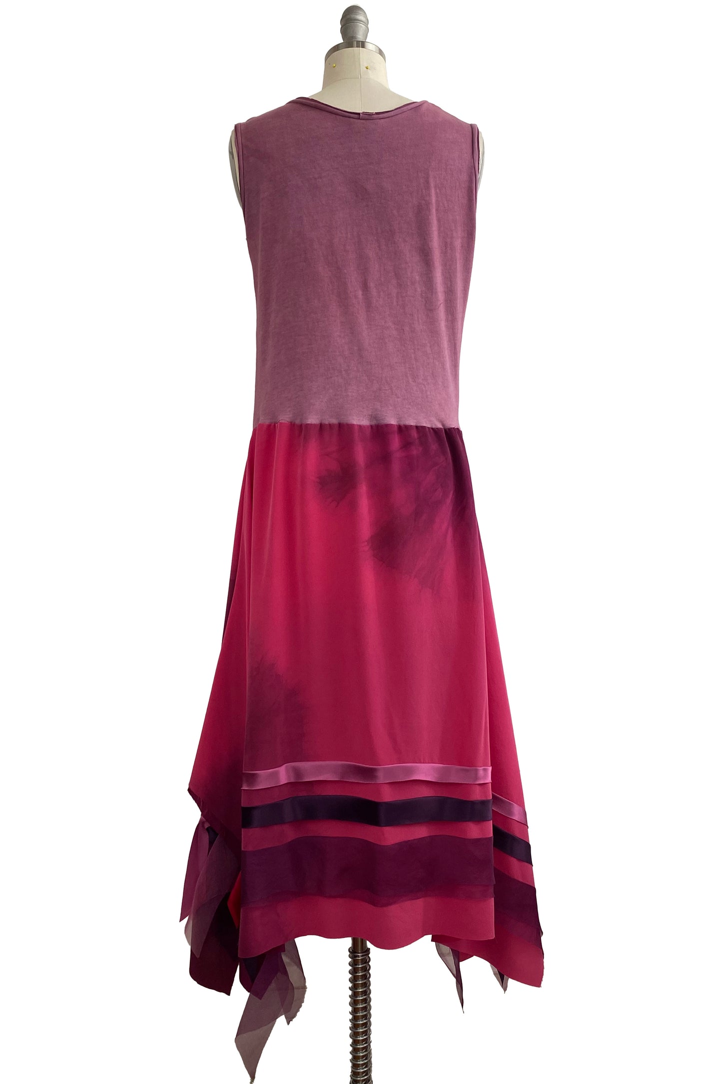 Montmartre Dress | Silk Georgette & Organic Cotton Jersey | Magenta & Fuschia | Small