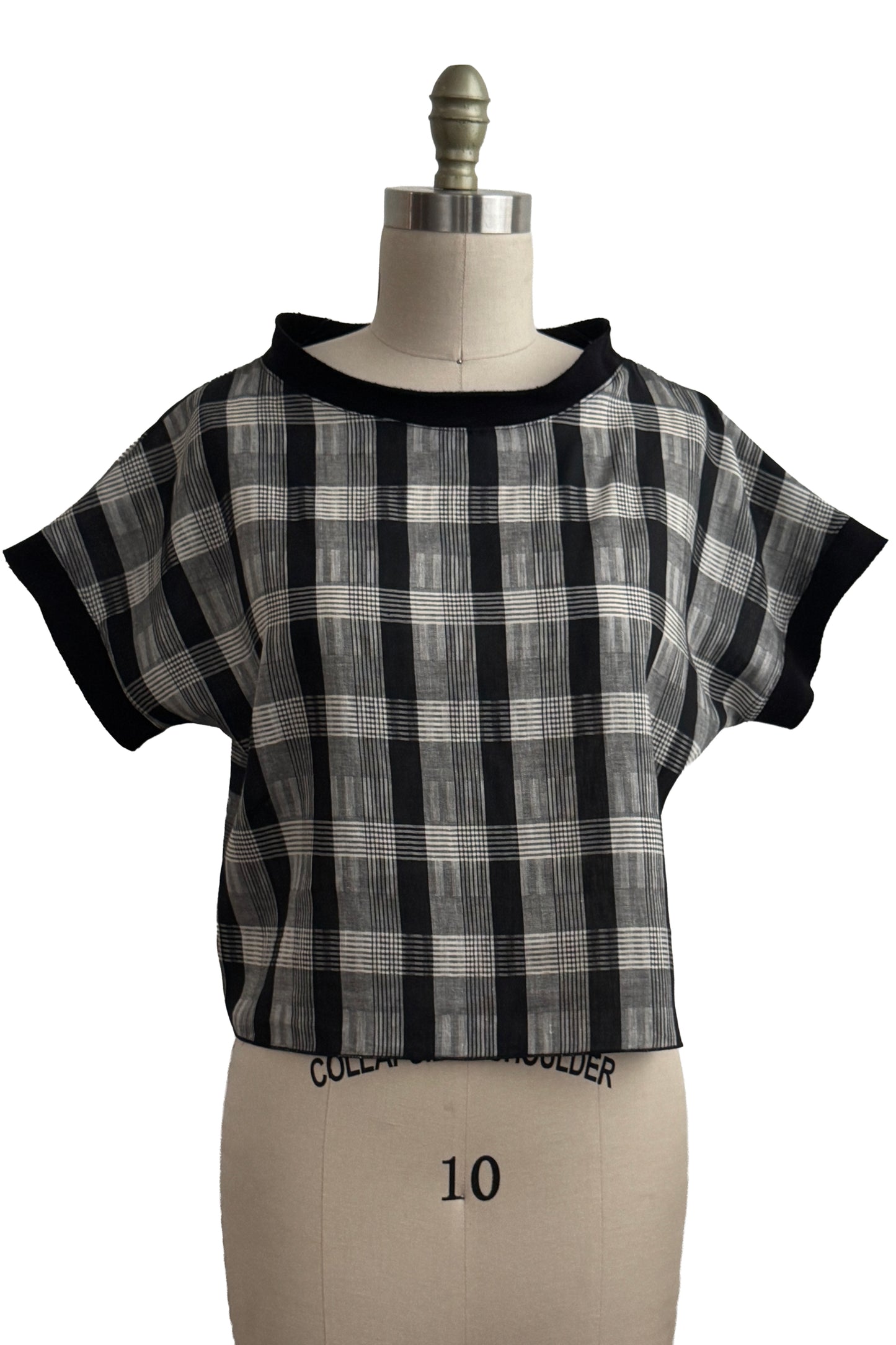 Jen Top | Organic Cotton | Plaid | Black, White & Grey | Small