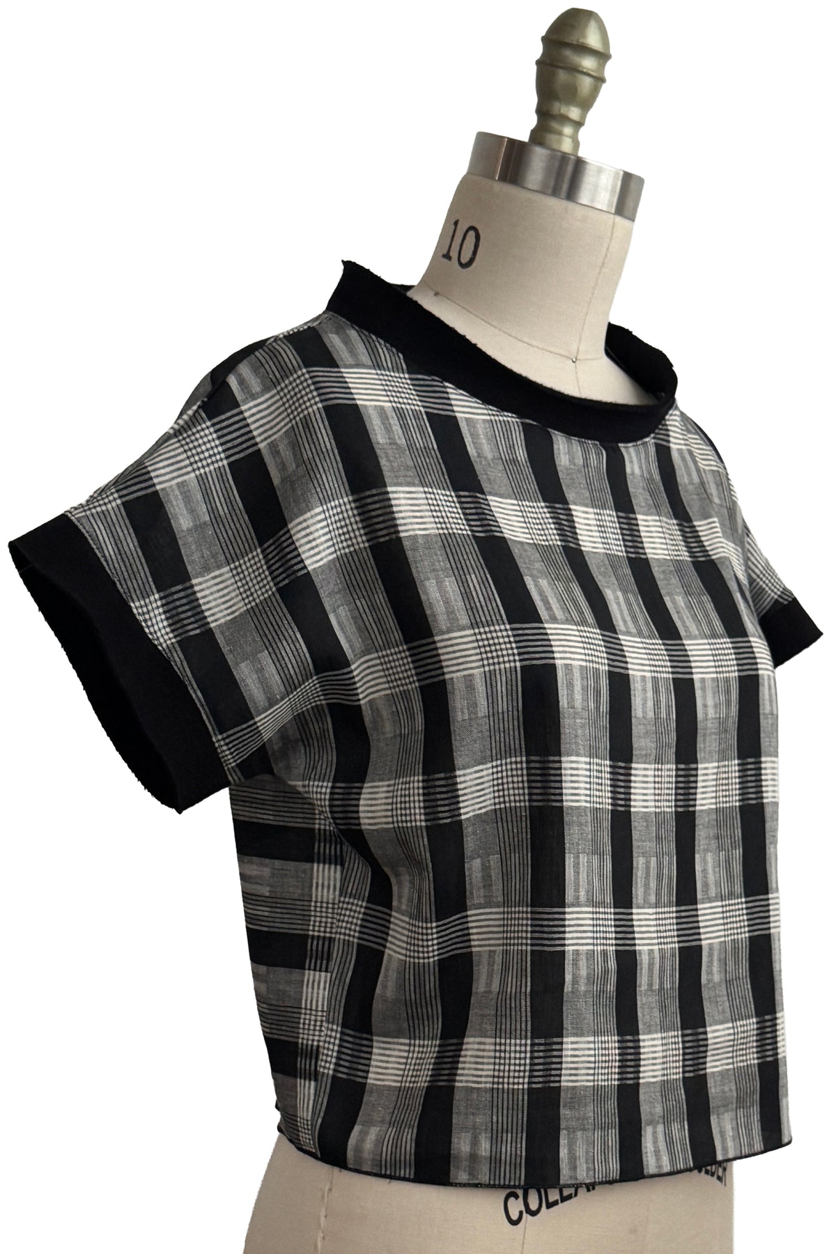 Jen Top | Organic Cotton | Plaid | Black, White & Grey | Small