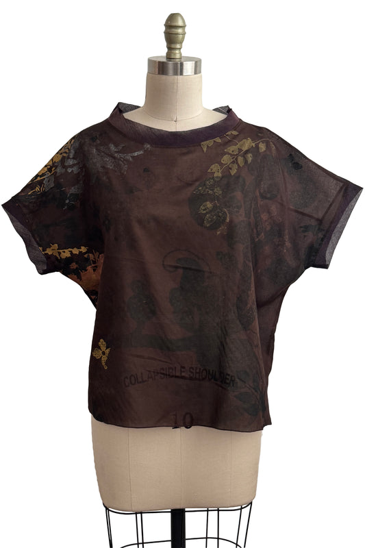 Jen Top | Cotton | Scroll & Vine Print | Burgundy, Black & Gold | Medium
