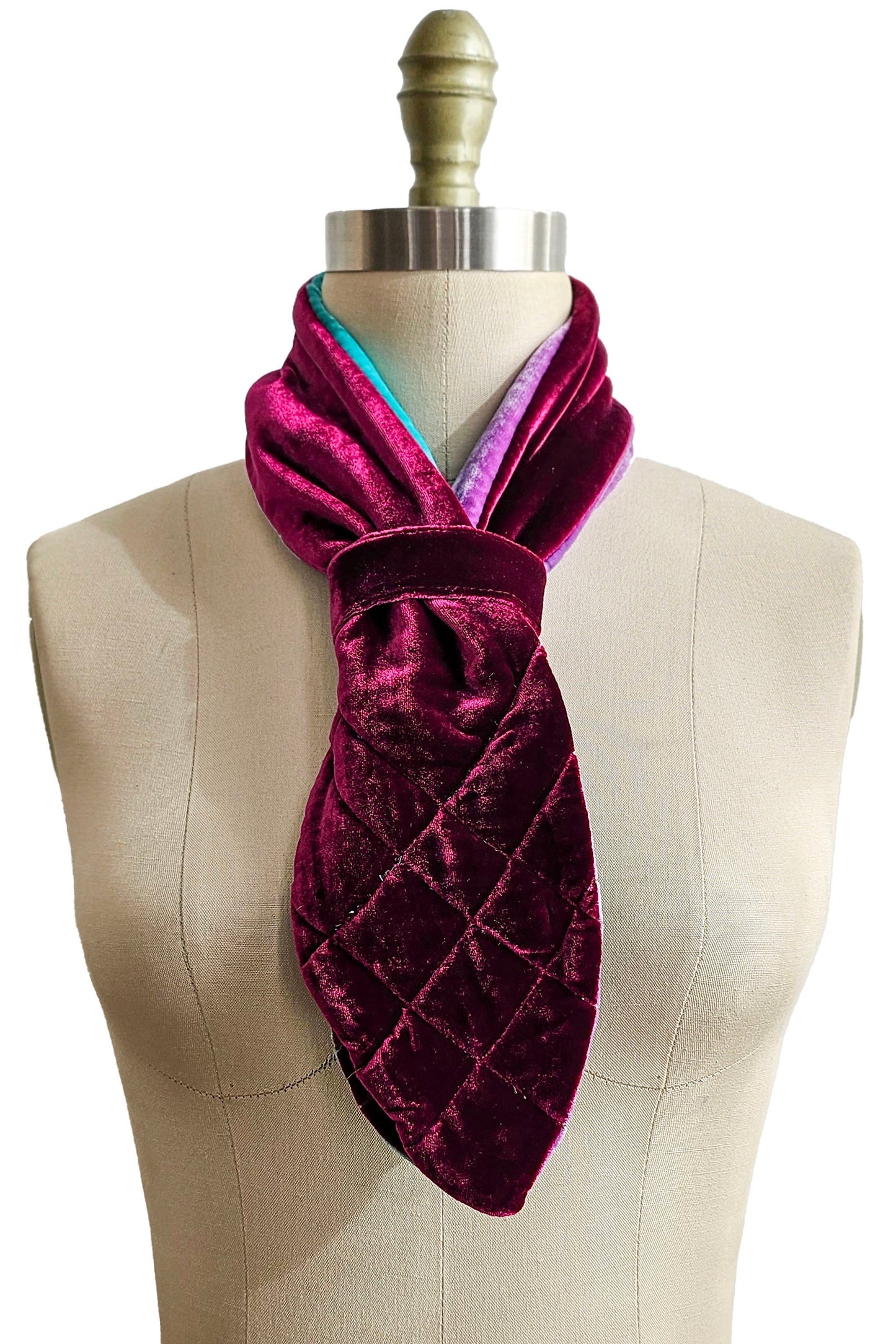 Velvet Pull-Thru Neck Scarf - Magenta, Turquoise & Purple