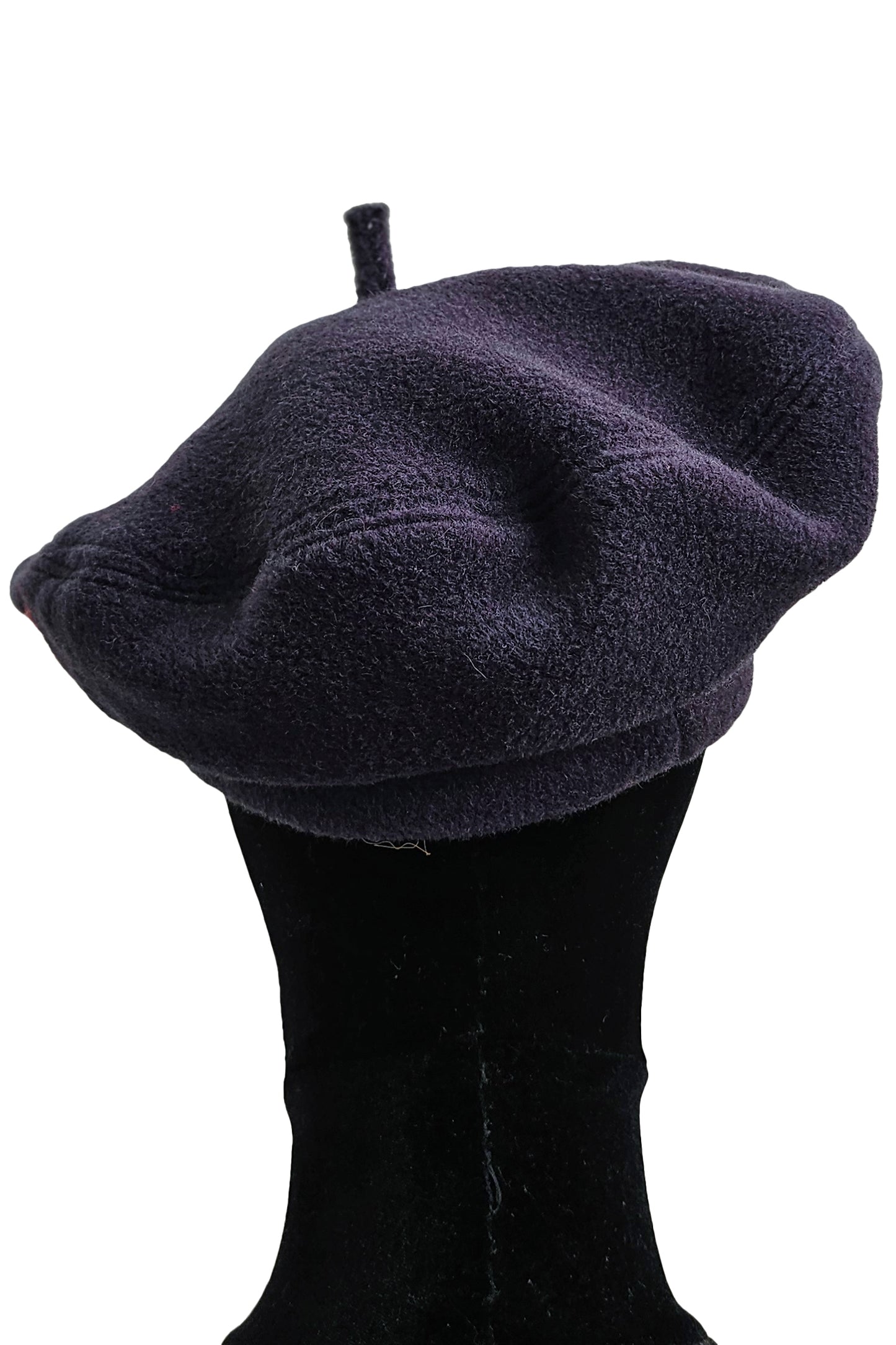 Silk Lined Beret Hat w/ Applique - Navy Blue & Double Dice - Medium