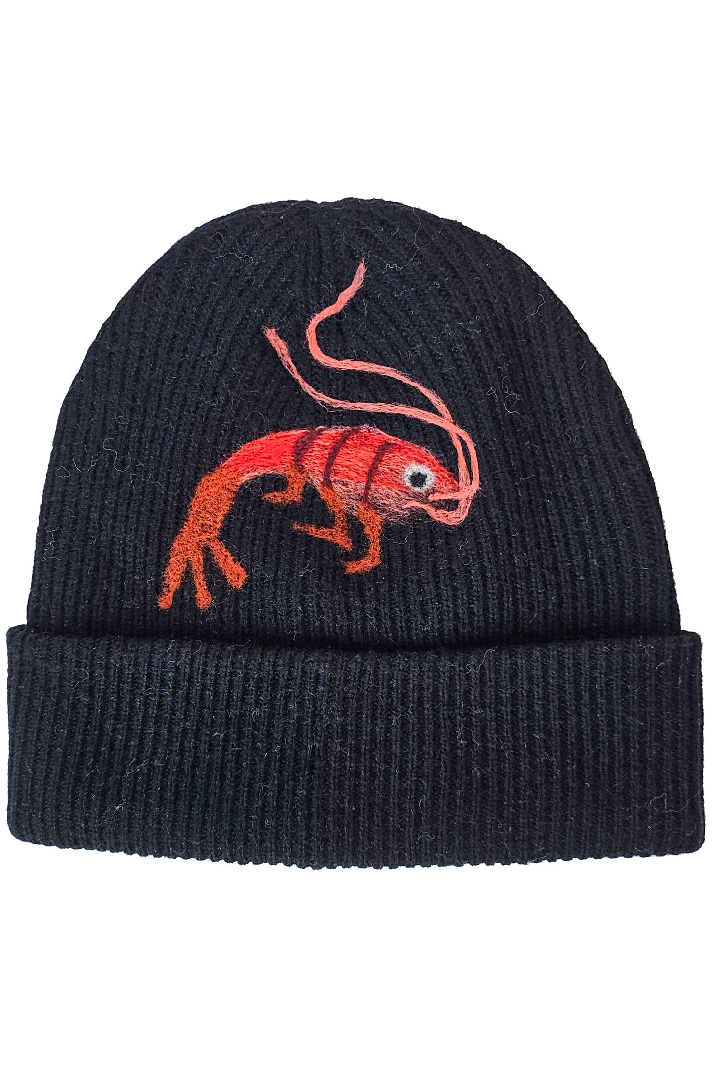 Cashmere Felted Beanie w/ Crawfish - Black